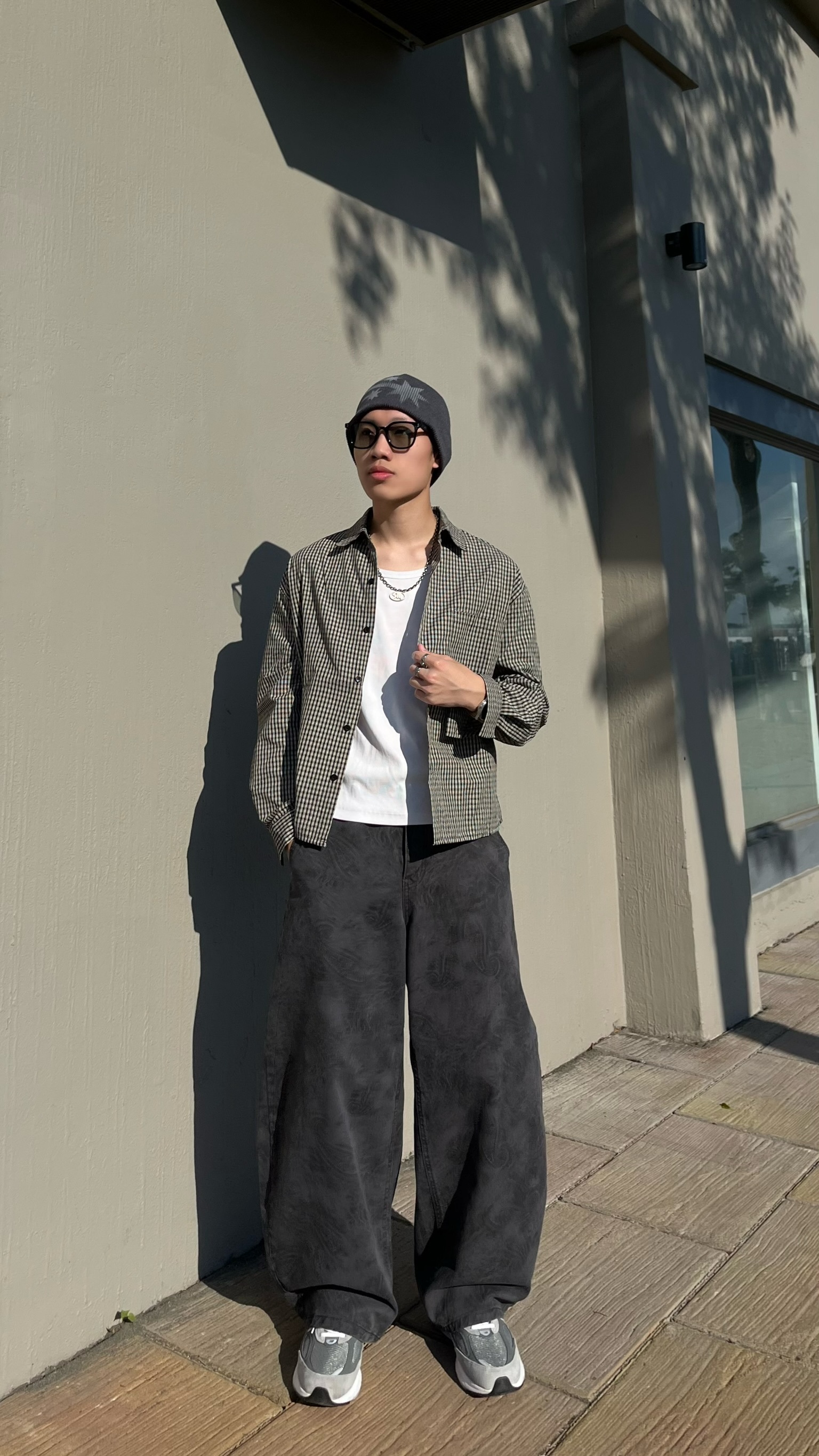 老花格紋寬短版襯衫 (2colors)