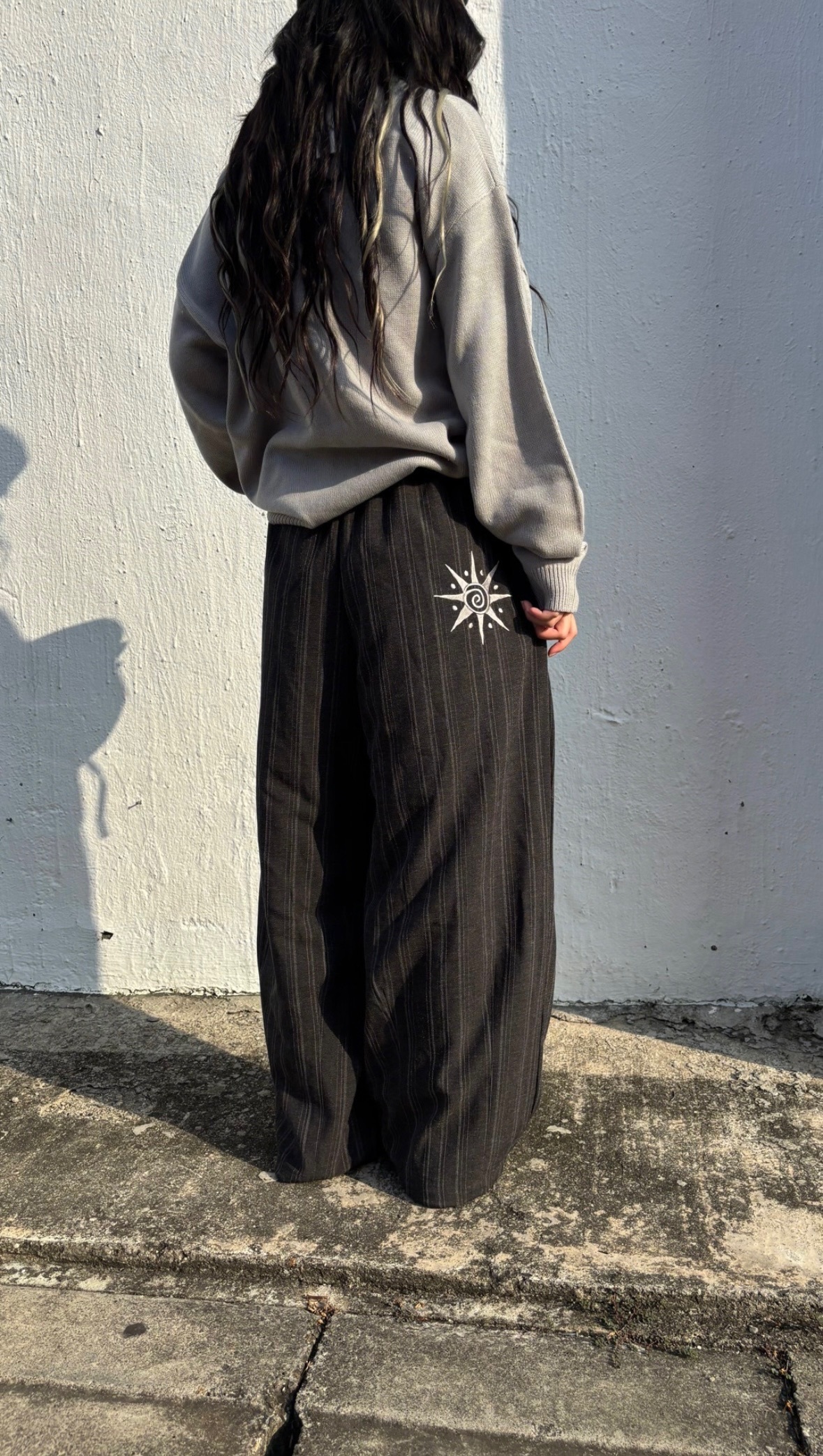 正韓 星耀條紋寬褲