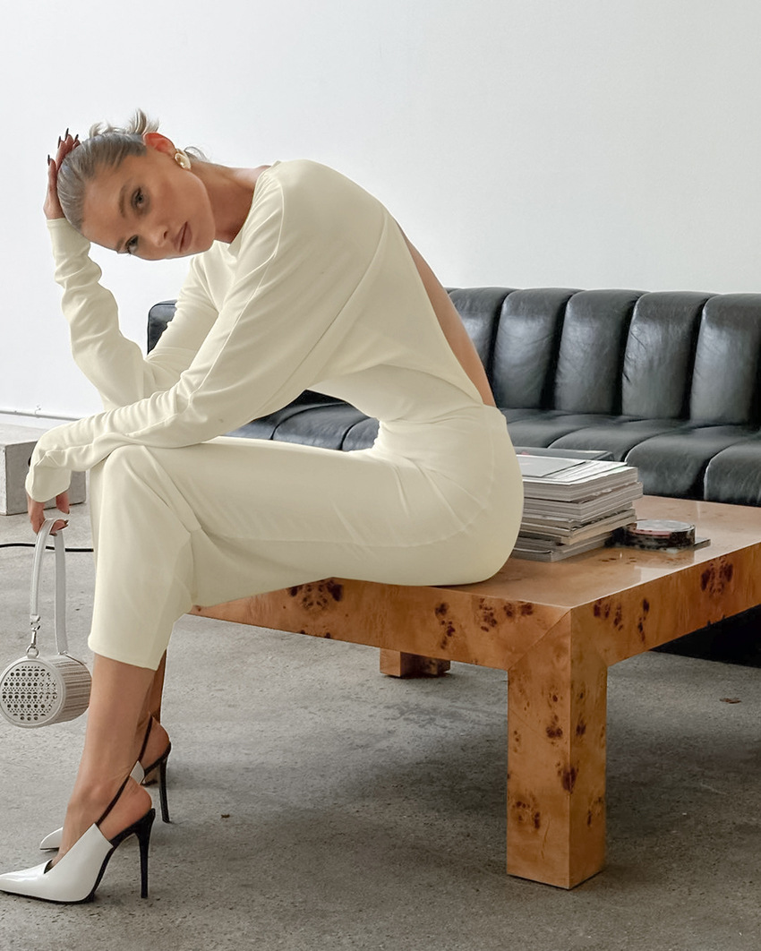 歐美簡約 露備收腰洋裝