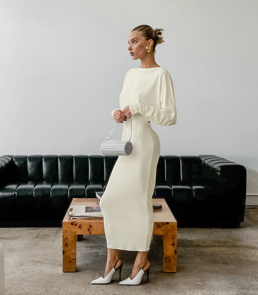 歐美簡約 露備收腰洋裝