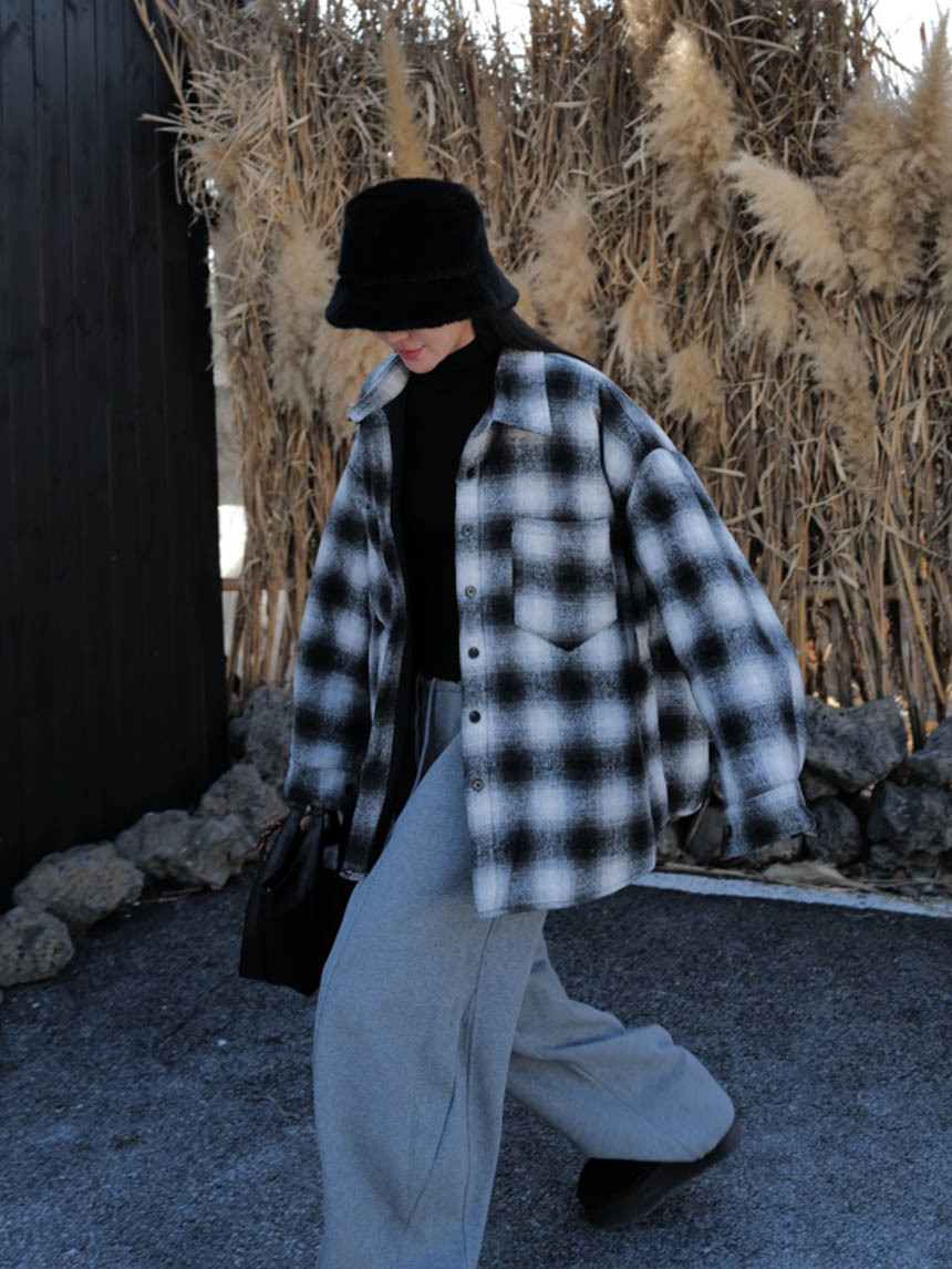 鋪棉加厚格子男友襯衫*2色