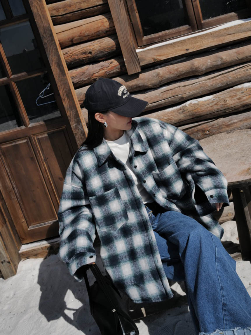 鋪棉加厚格子男友襯衫*2色