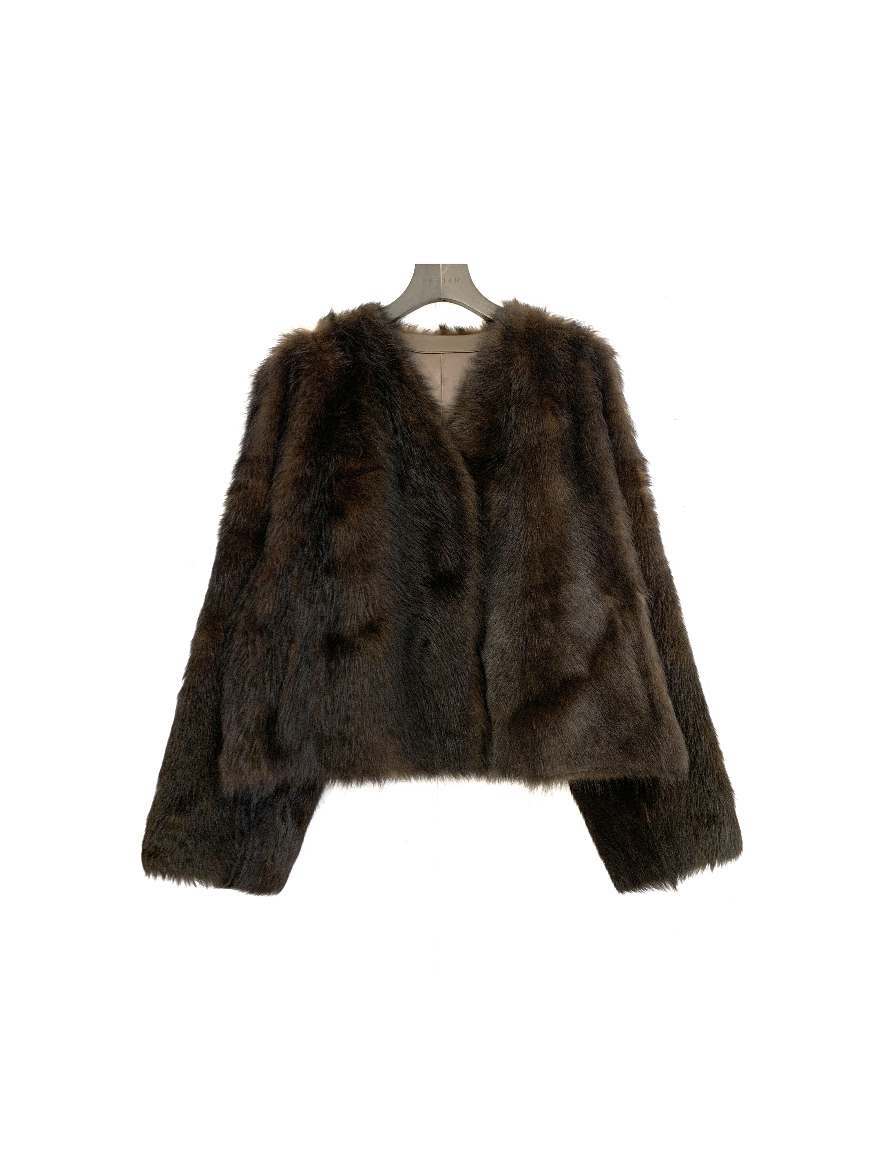 V領短版真皮草外套