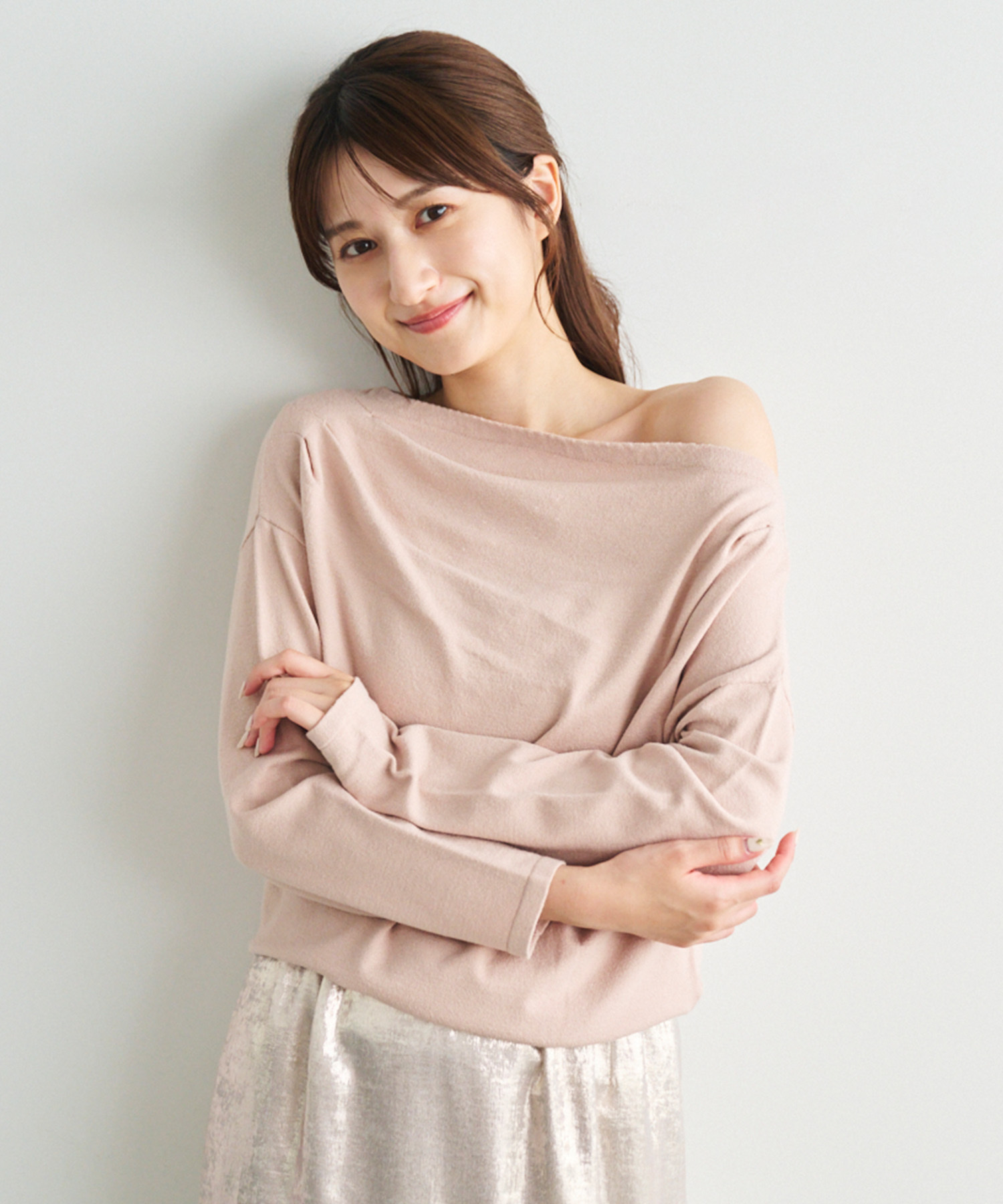 [預購] 折扣COCO DEAL 不對稱抓褶設計針織衫