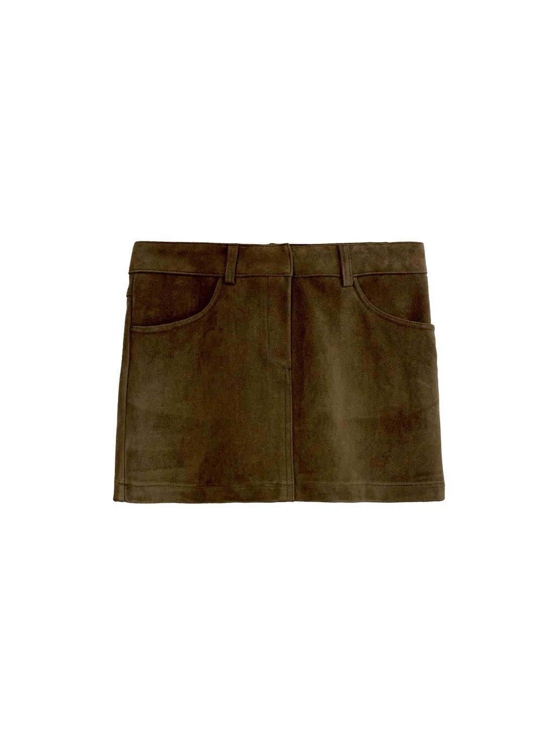 翻領麂皮套裙-單短裙(黑S現貨)