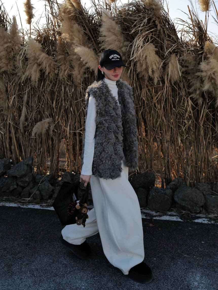 皮草羊捲毛外搭背心*2色