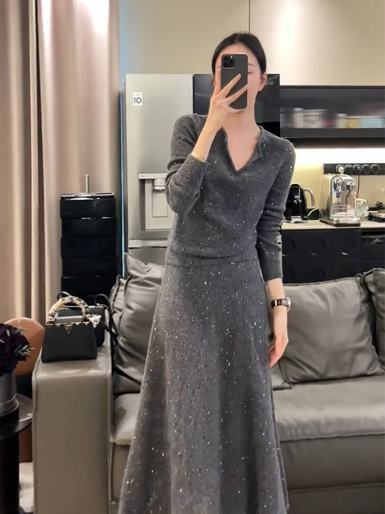 細閃羊毛針織套裝