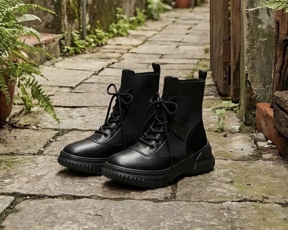 Sanly Joy 克洛伊真皮短靴開箱質感照，展現頂級真皮光澤與精緻做工，這款針對寬腳板設計的顯瘦厚底短靴，是網路上熱搜的好穿靴子推薦首選，讓秋冬穿搭更加分。