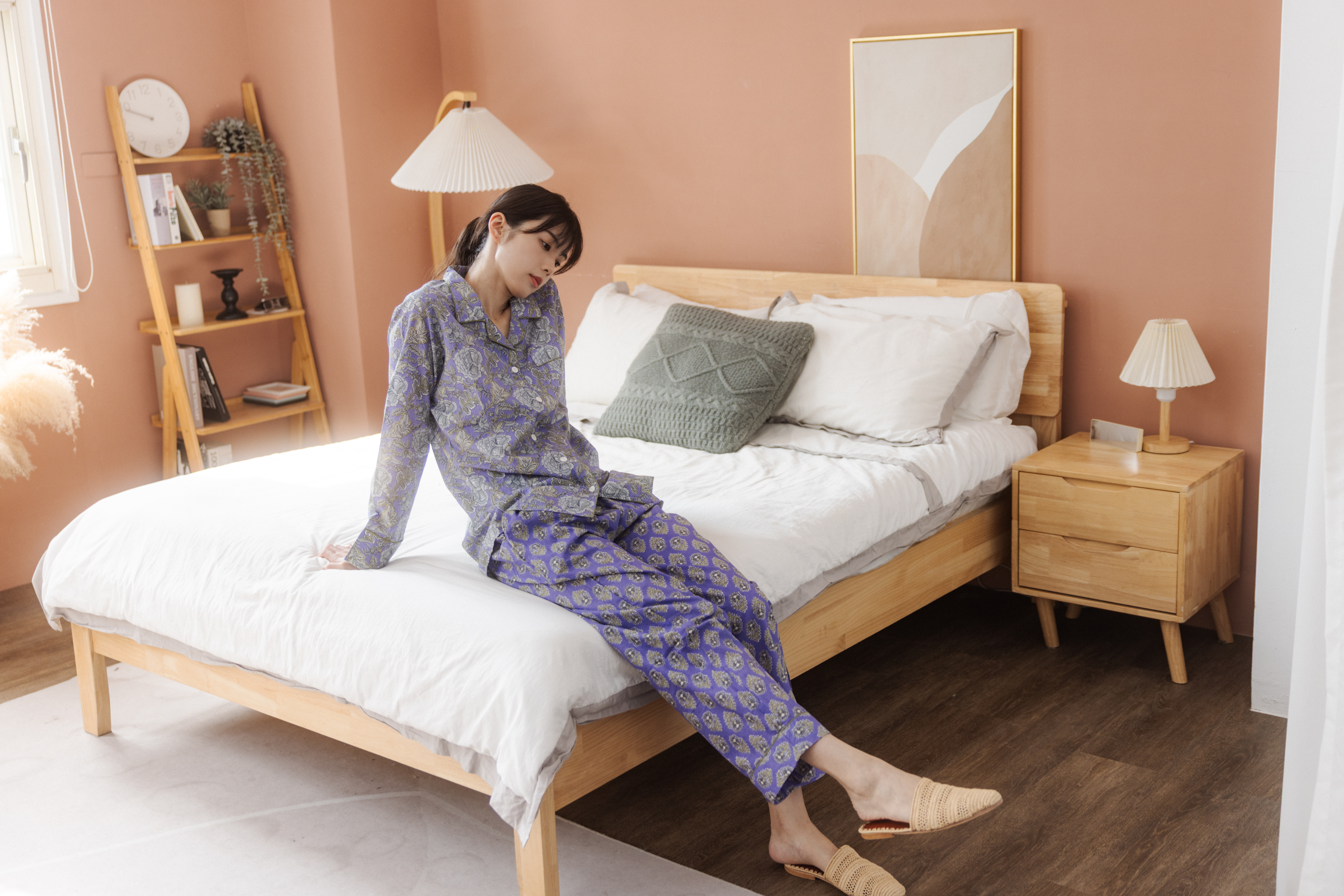 長袖長褲睡衣套裝_紫