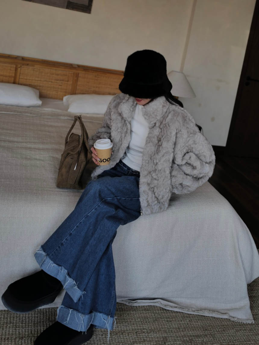 肌理感拉鏈毛毛外套*2色