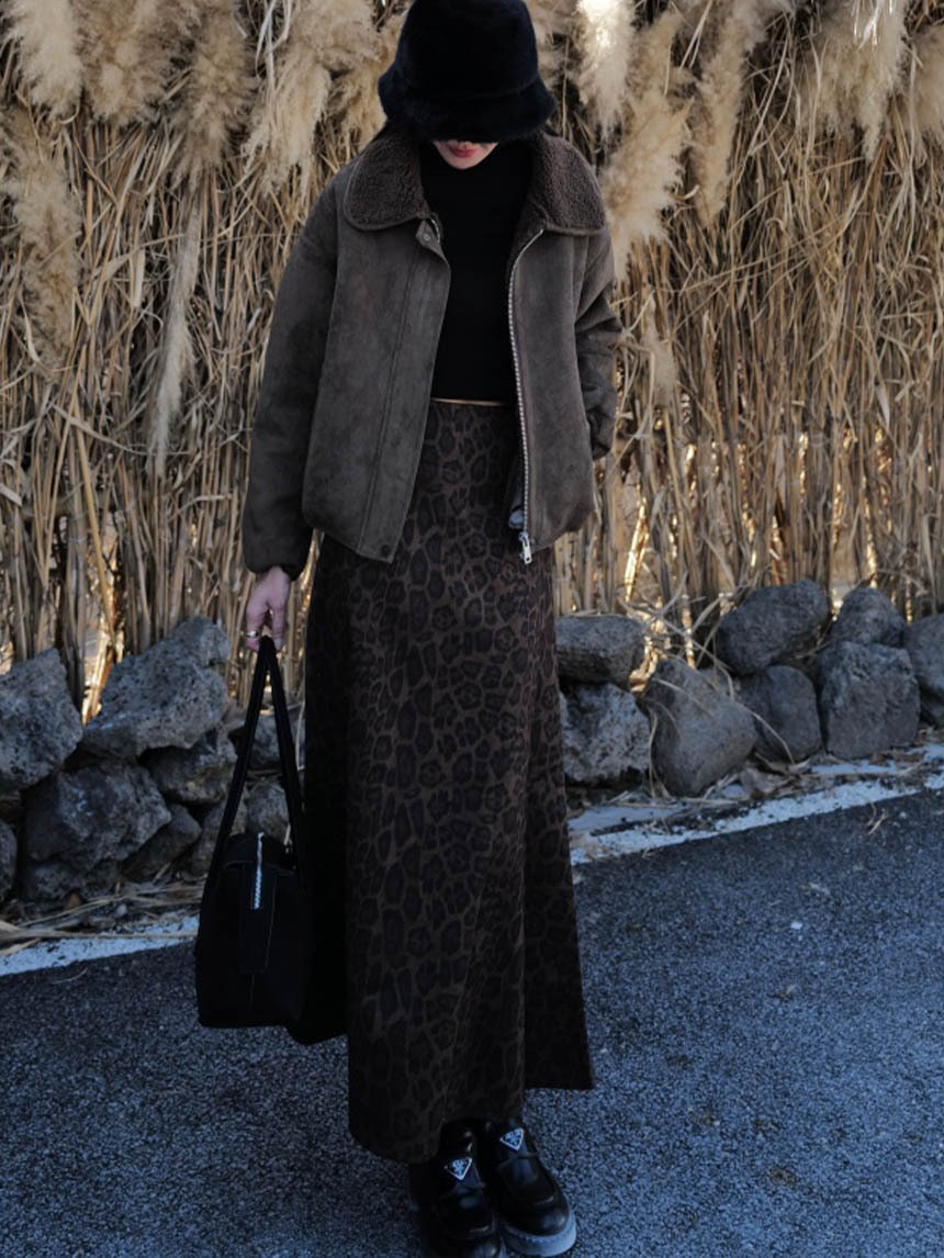麂皮豹紋微傘裙*2色