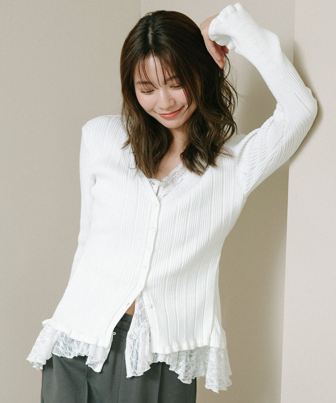 [預購] COCO DEAL 蕾絲拼接針織衫 預約2月中出貨