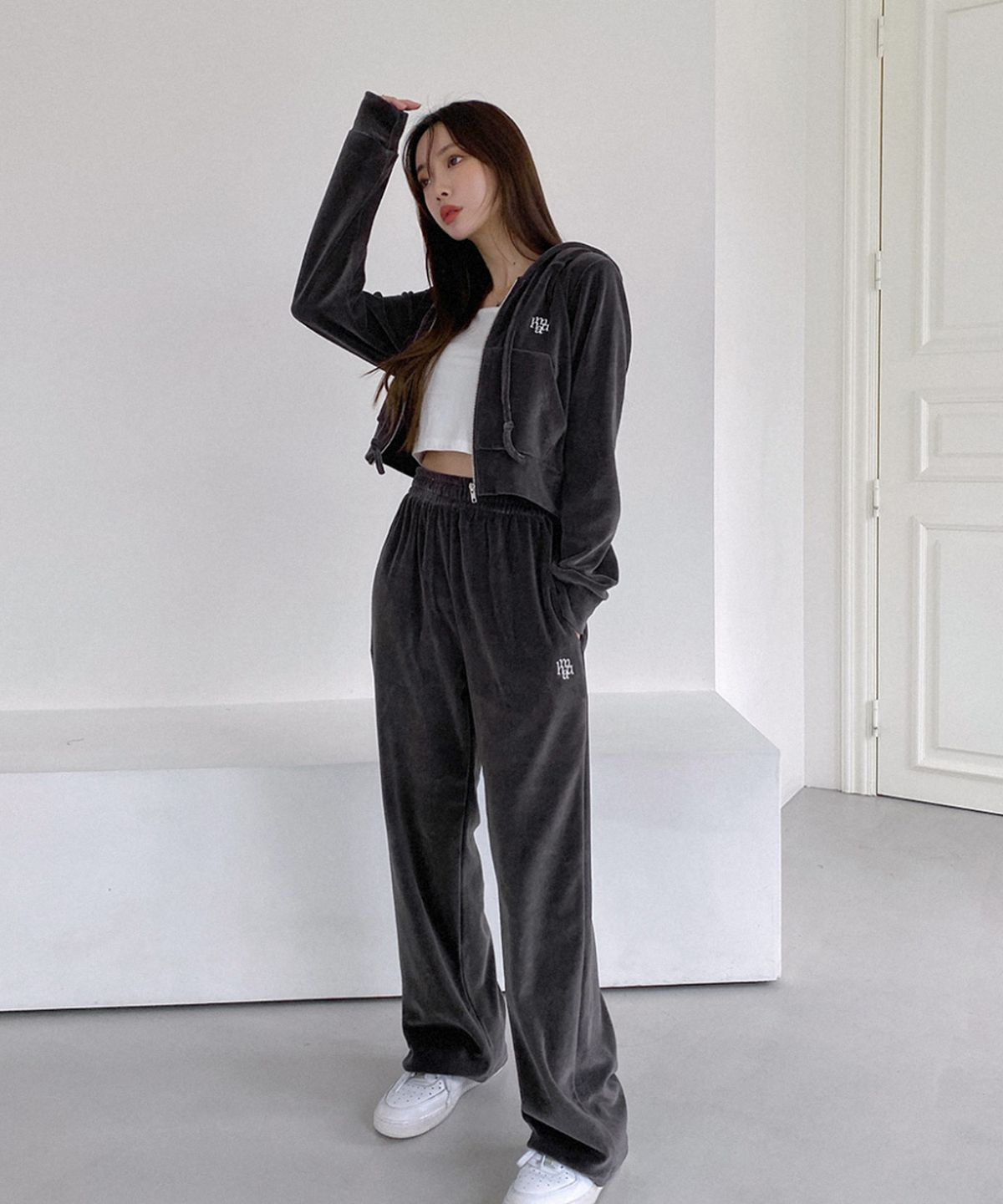 【Ling's Pick】 Velet Training Hood Zipup Pants ｜ made in korea｜MUAHMUAH