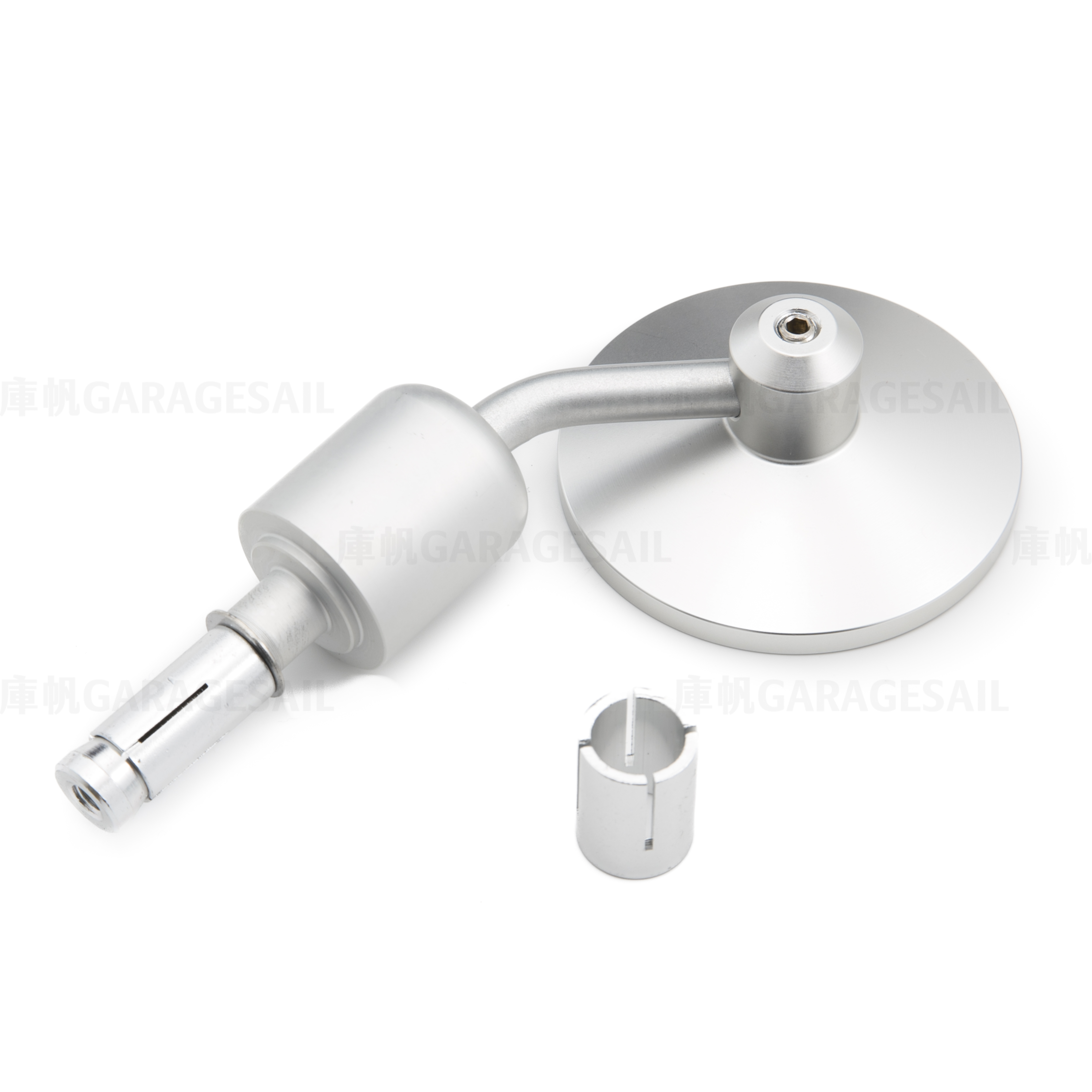 CNC 把手端 後照鏡 雙向 2.8吋圓 - 銀