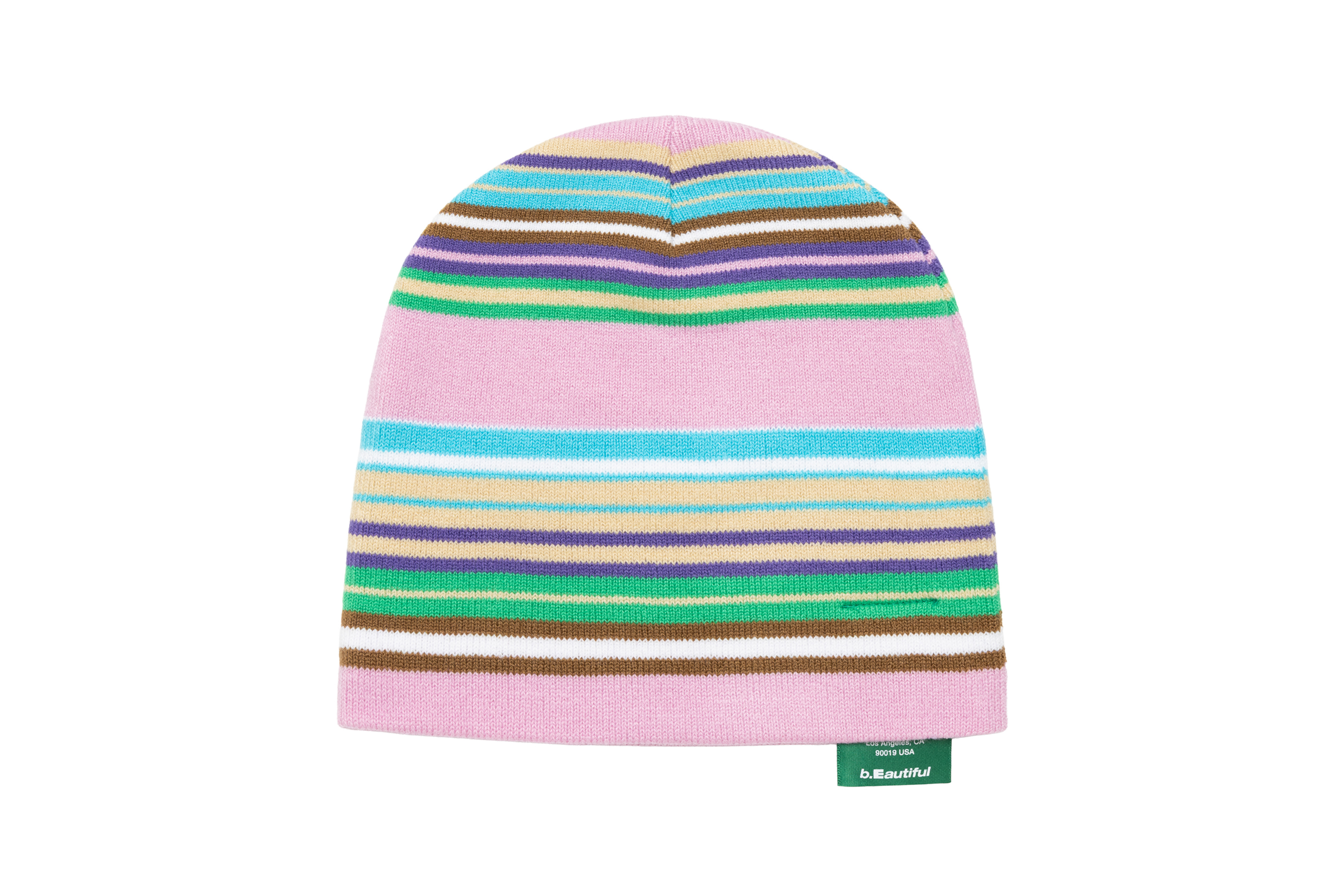 b.Eautiful "b.e Stripe Beanie" (Pink / Multi)