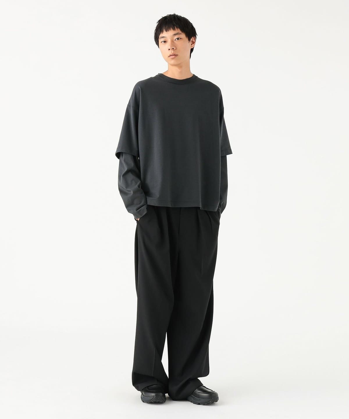 2025AW BEAMS 寬短版 假兩件式 長T 現貨 11-14-0477-803