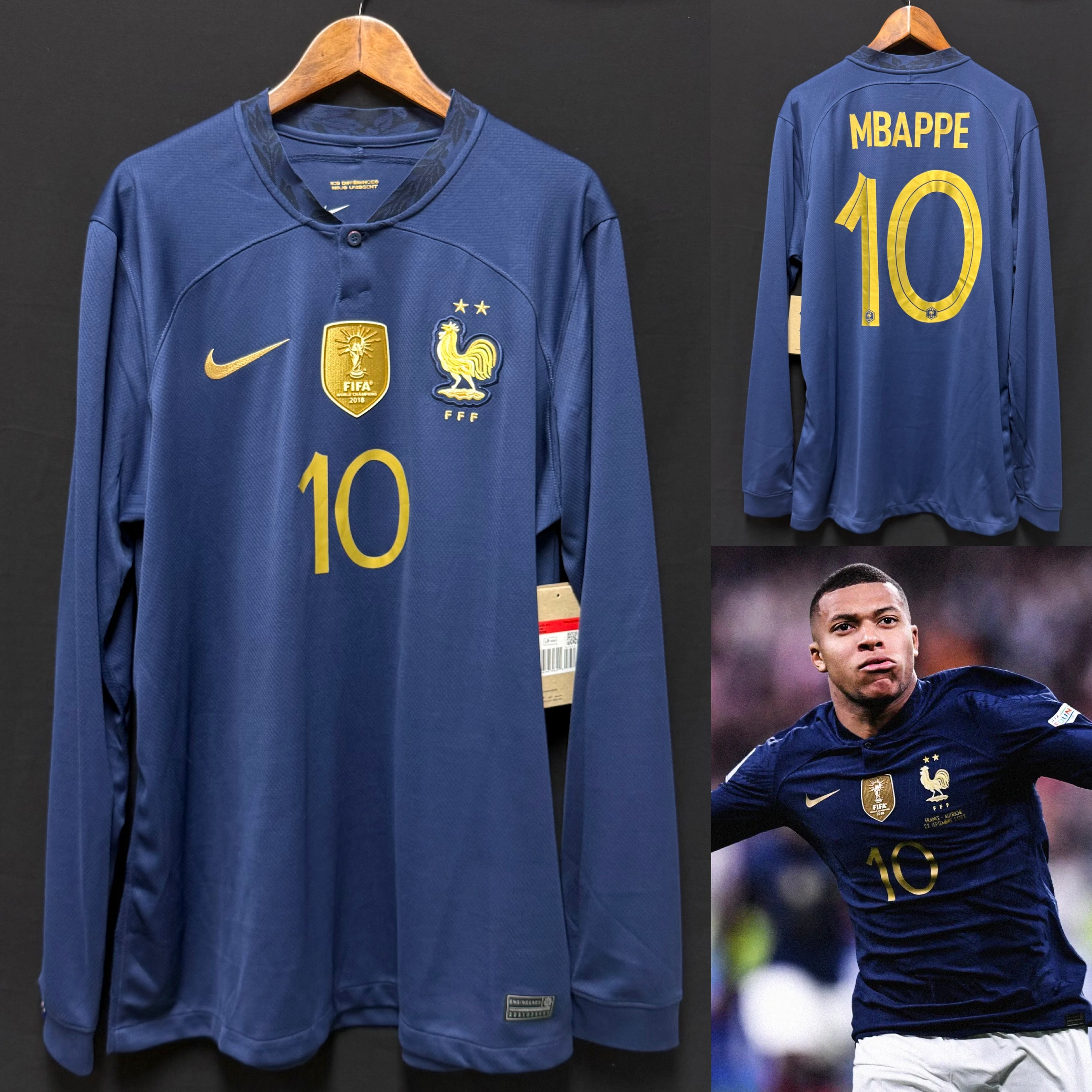 (BNWT) France 2022 Nike L/S Home Shirt #10 MABPPE