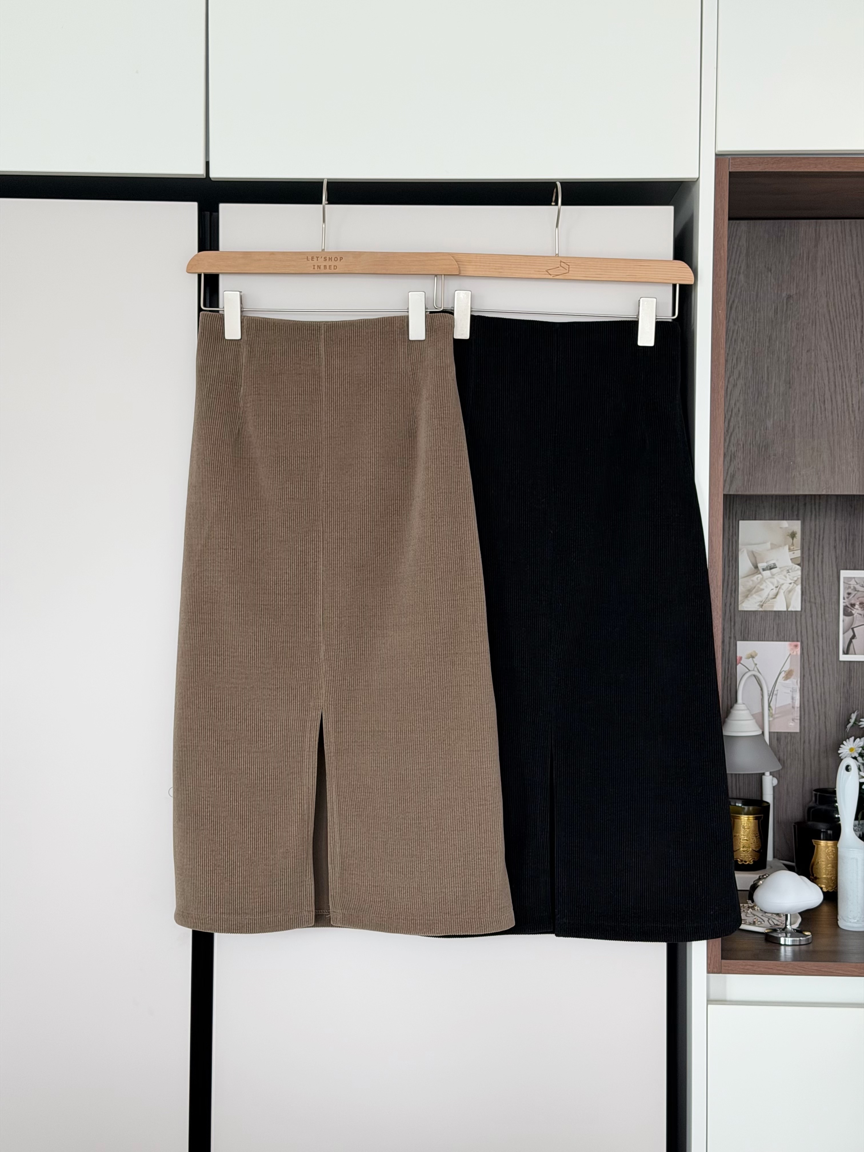 KR431 ONNI氣質前開叉直筒裙-2色