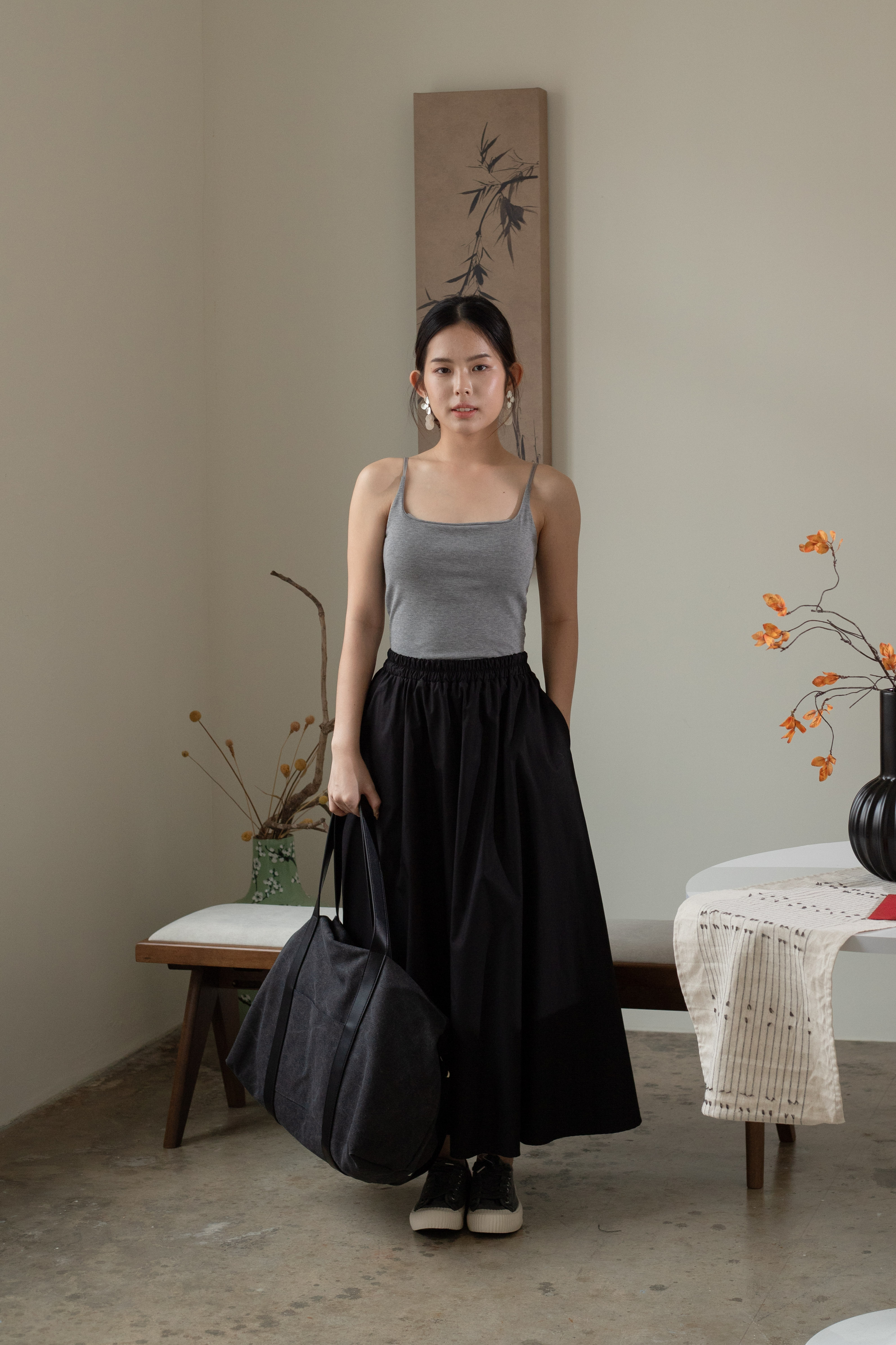 Shera U neck Tank Top Grey - 2497BVGRY