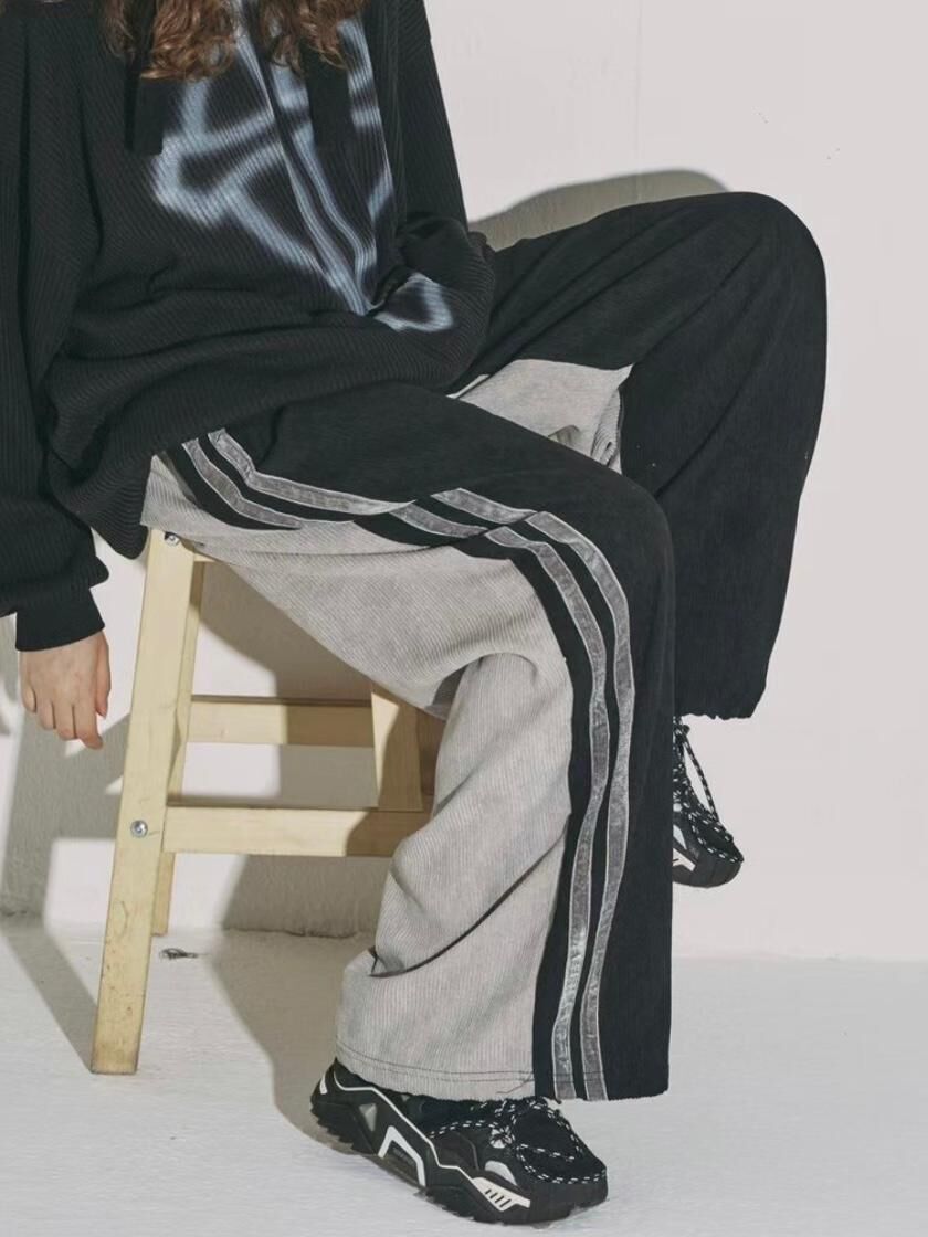 拼色雙間可束腳運動褲 Tac-0374P