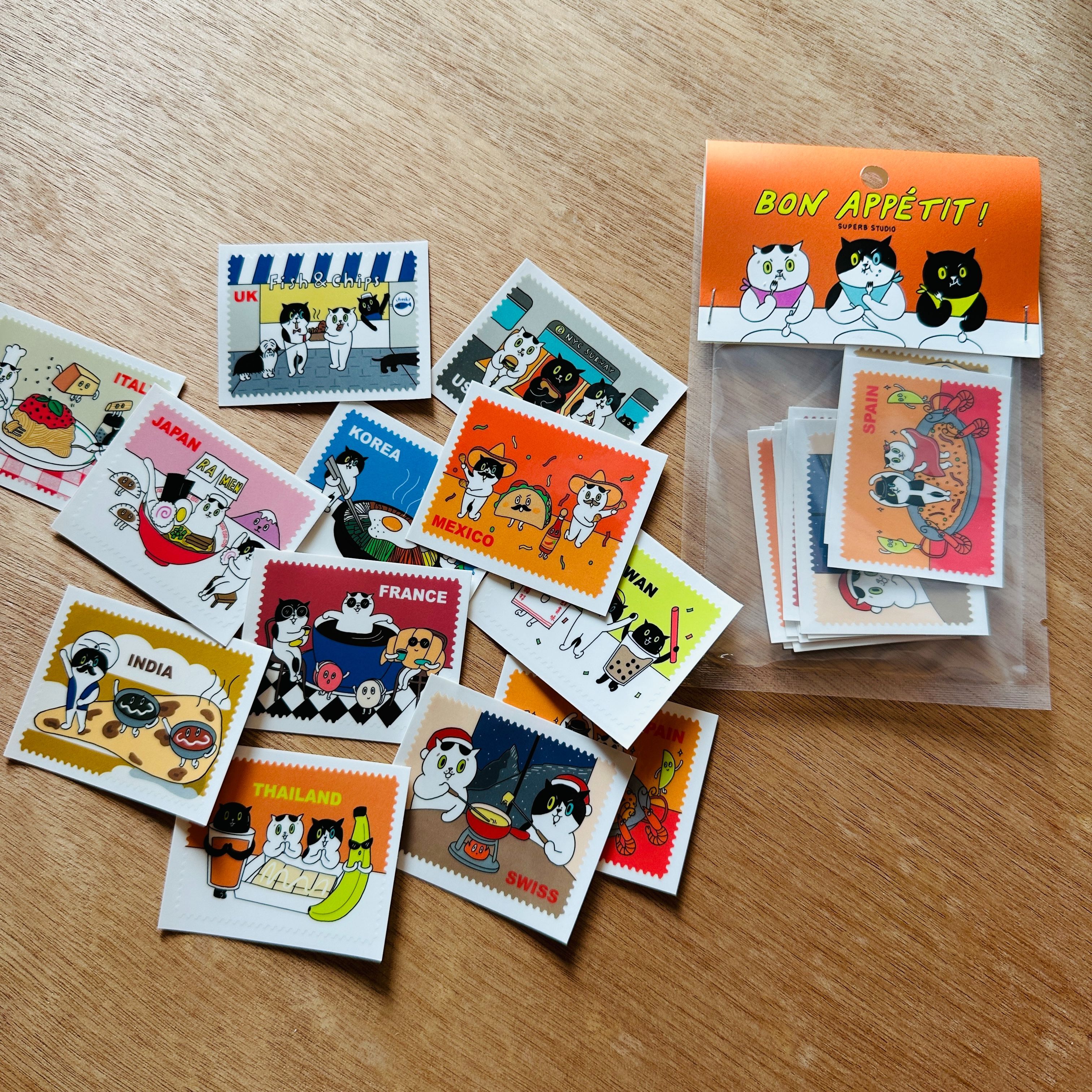 BON APPÉTIT! 12枚 透明郵票貼紙｜superB studio