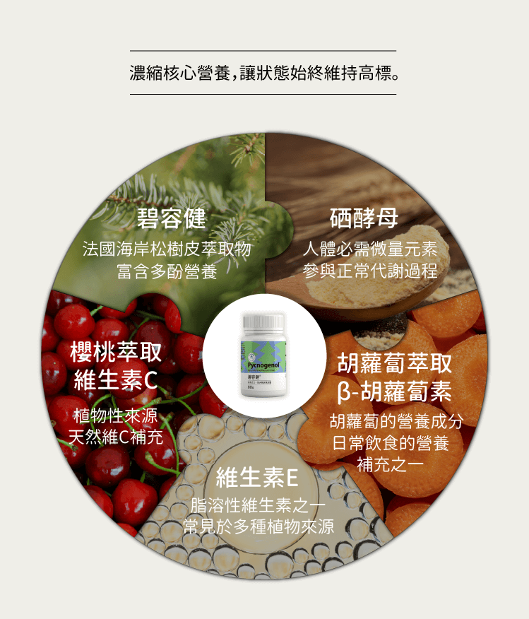 碧容健植萃多酚膠囊5大營養素介紹