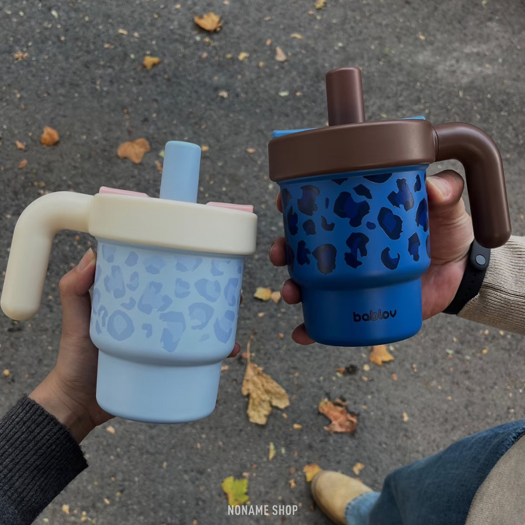 BABLOV 豹紋 吸管 保溫杯 冰壩杯 610ML 四色