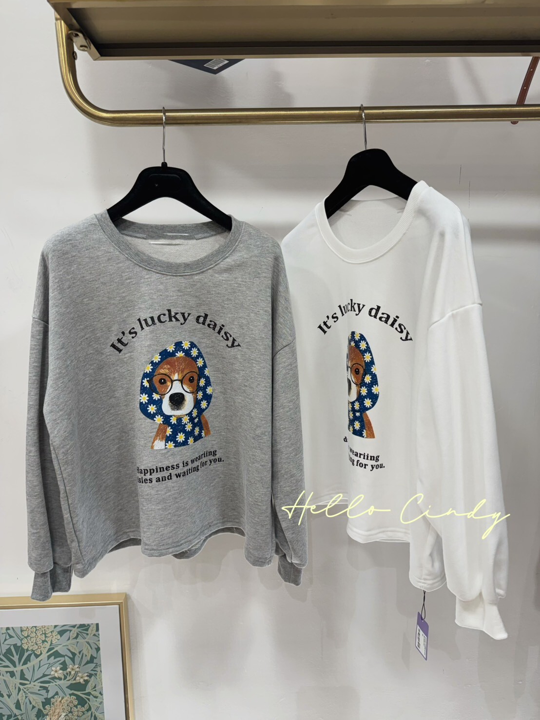 B11046 可可愛愛GD花花頭巾狗狗大學T