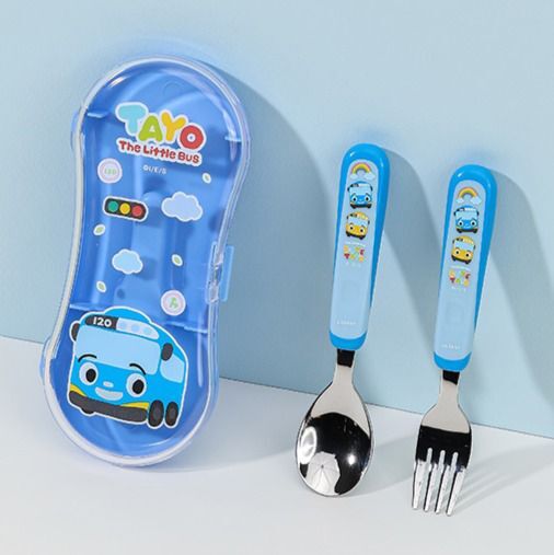 Tayo 不鏽鋼兒童餐具連收納盒