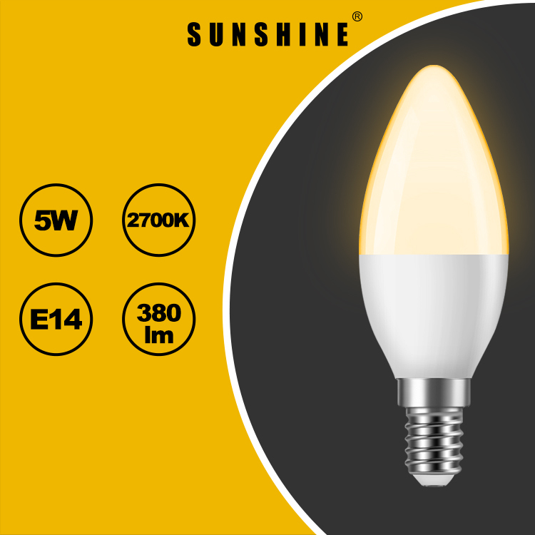 LED椒膽(蠟燭燈膽) 5W E14細螺頭 白光6500K / 黃光2700K LCANE-5E14D/W