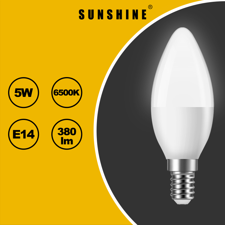 LED椒膽(蠟燭燈膽) 5W E14細螺頭 白光6500K / 黃光2700K LCANE-5E14D/W