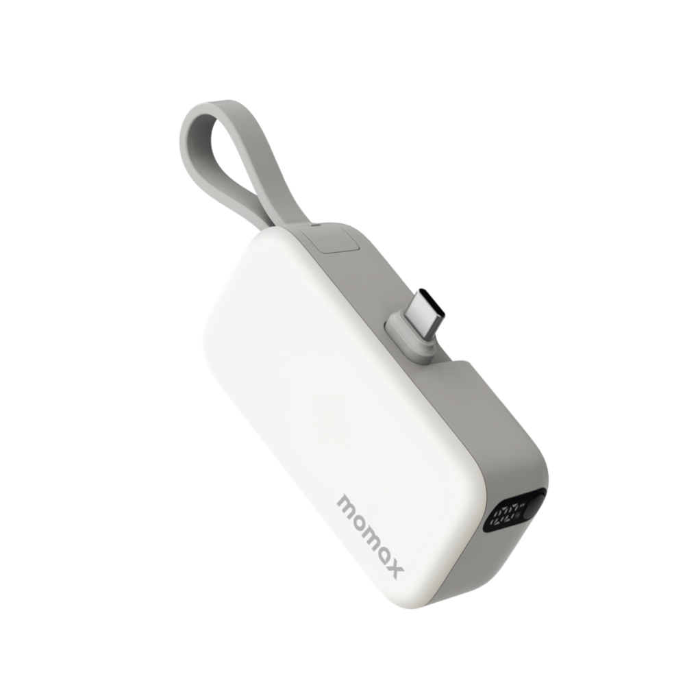 1-Power Mini 5000mAh 迷你帶線行動電源-白色