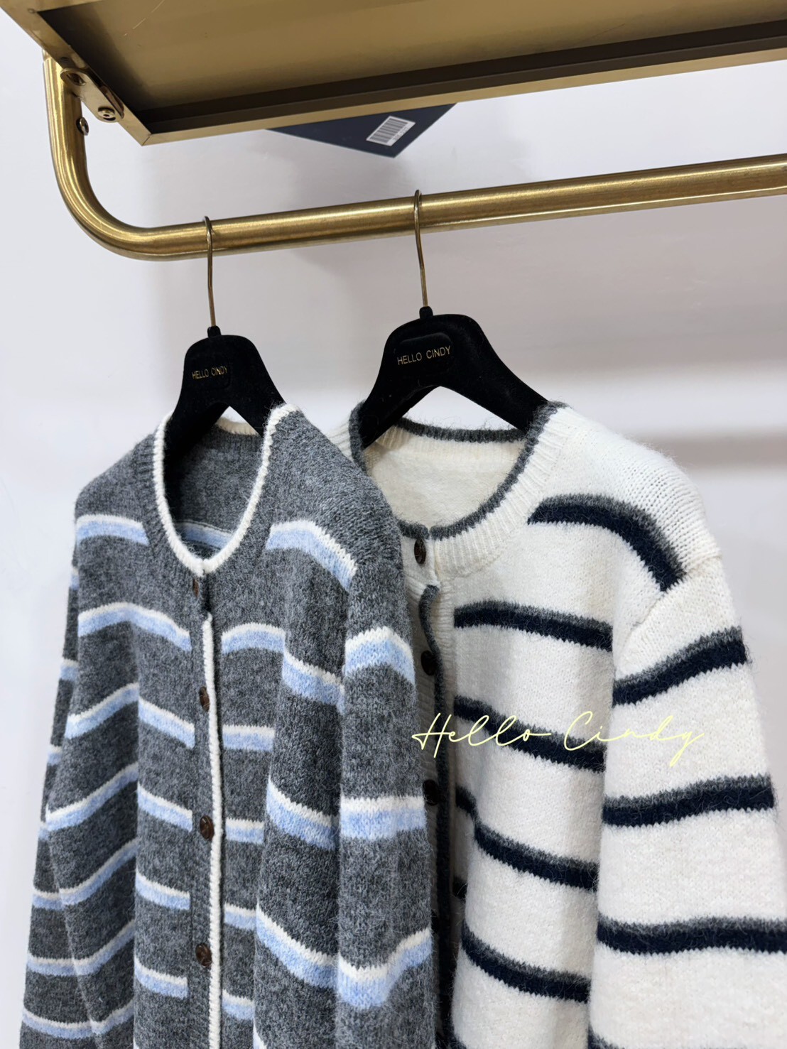 B12123 質感配色的小清新針織毛衣外套