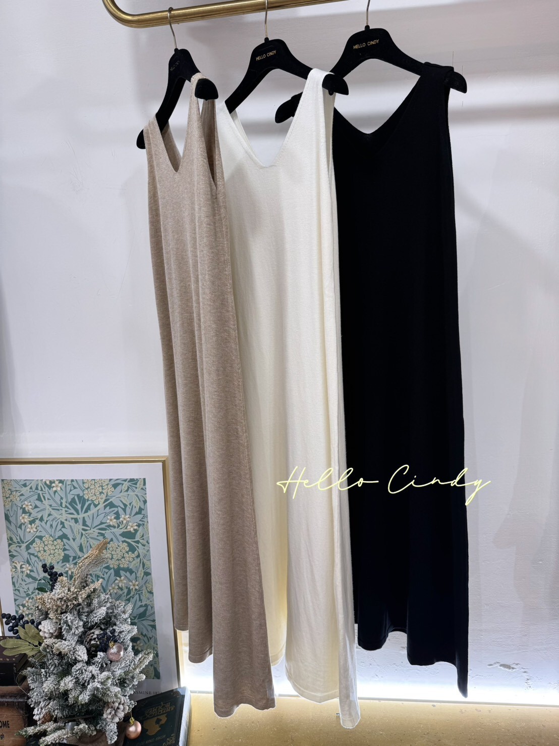 B12138 CP值超高的雙面V領仿羊絨柔軟針織洋裝