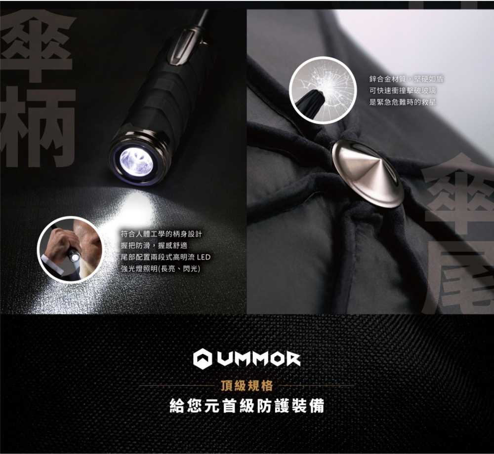 UMMOR裝甲傘,元首級隨身防護裝備,以工業設計的質感，呈現出個性十足的硬式美學