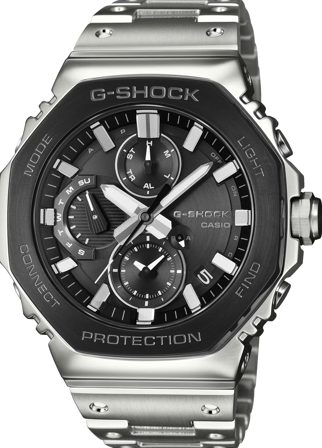 萬年鐘錶 - G-SHOCK  太陽能藍芽八角錶殼系列不鏽鋼運動電子錶 GMC-B2100BT-1A  錶徑 : 46.3 mm