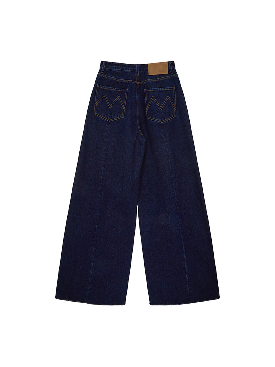 打褶細節寬版丹寧牛仔褲 海軍藍