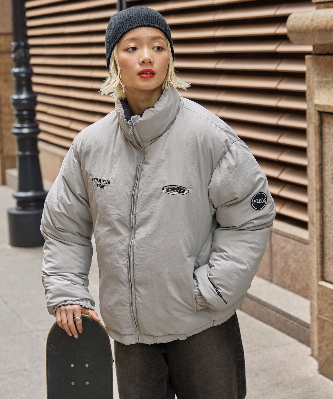 #預購 日本限定 DDP 2WAY 雙面穿 LOGO 刺繡 寬版鋪棉外套 三色