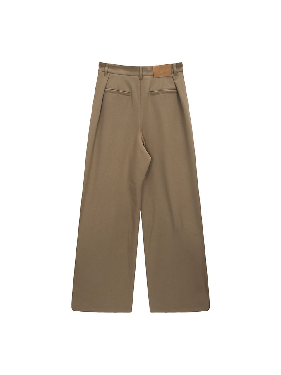 打摺細節刷毛寬褲 深米色