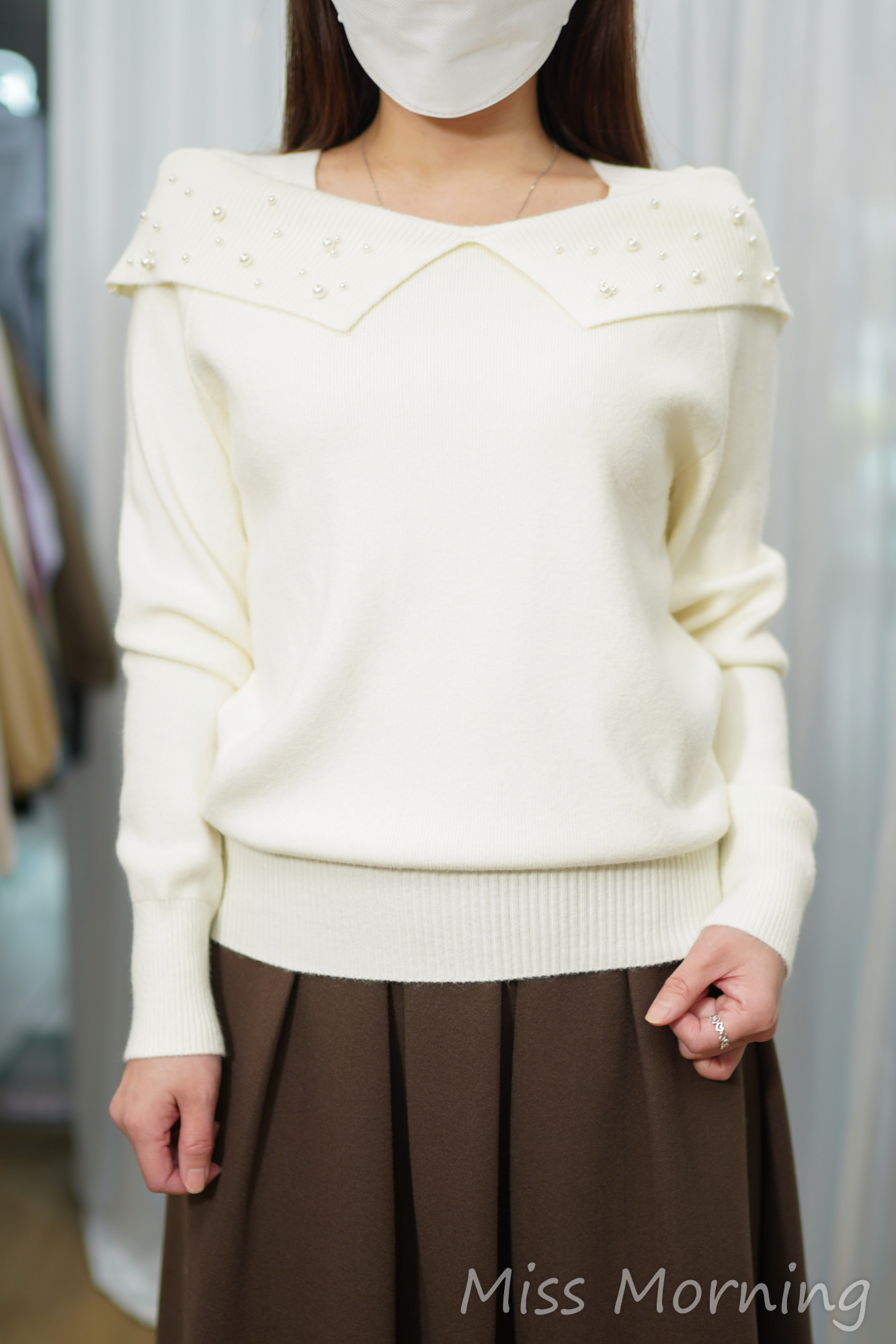 顯瘦款釘珠密針上衣(14996)