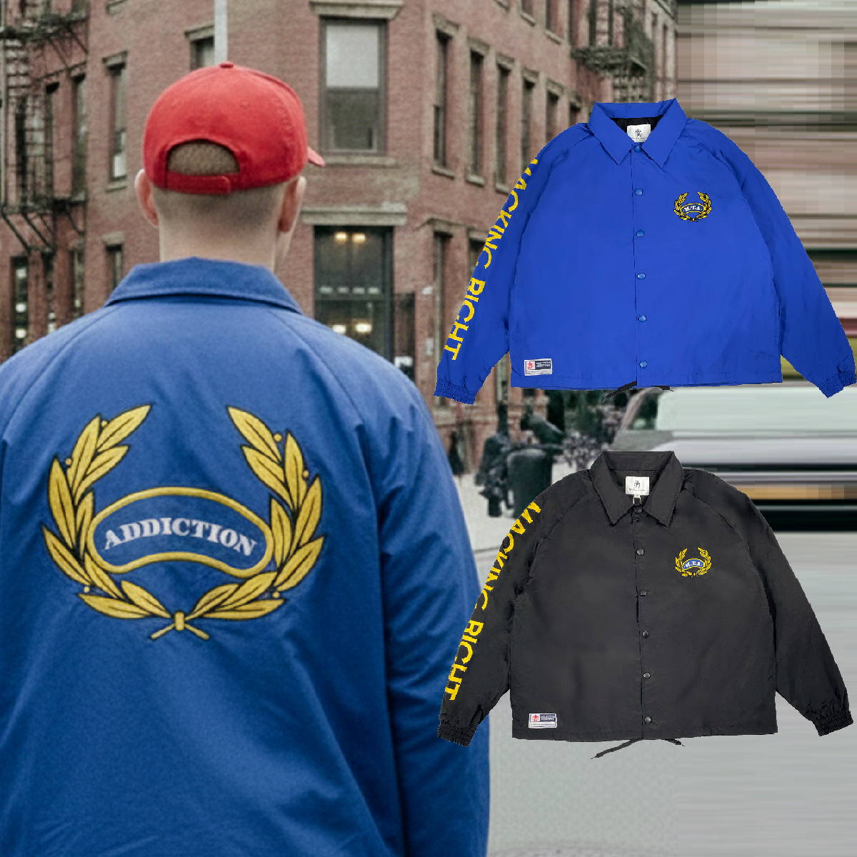 MTA NYLON COACH JACKET 黑色 藍色 防風 刺繡 桂冠 尼龍 教練 外套【M25AWCJ01】