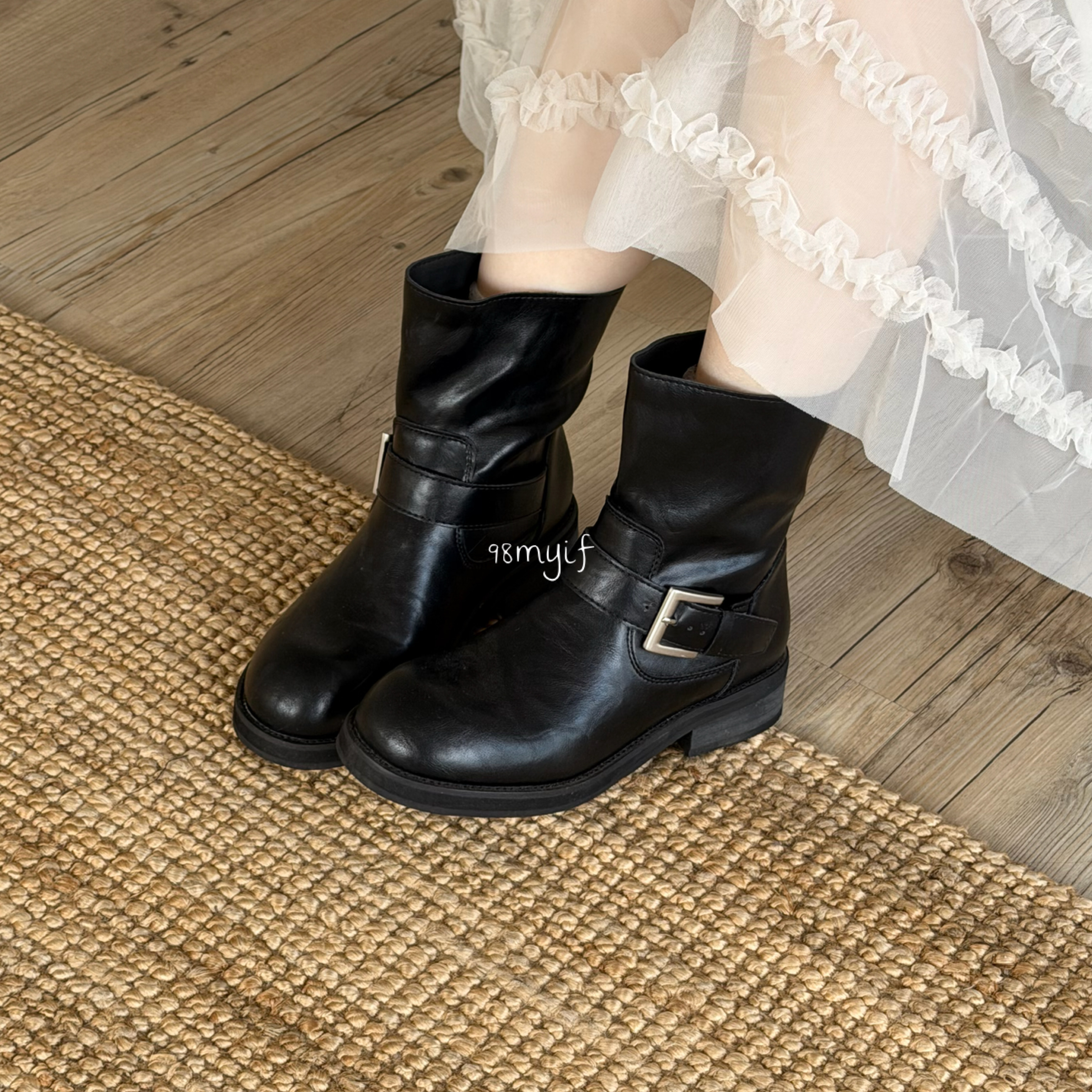 💥ON SALE ✨好駕馭皮帶扣環 皮革短靴