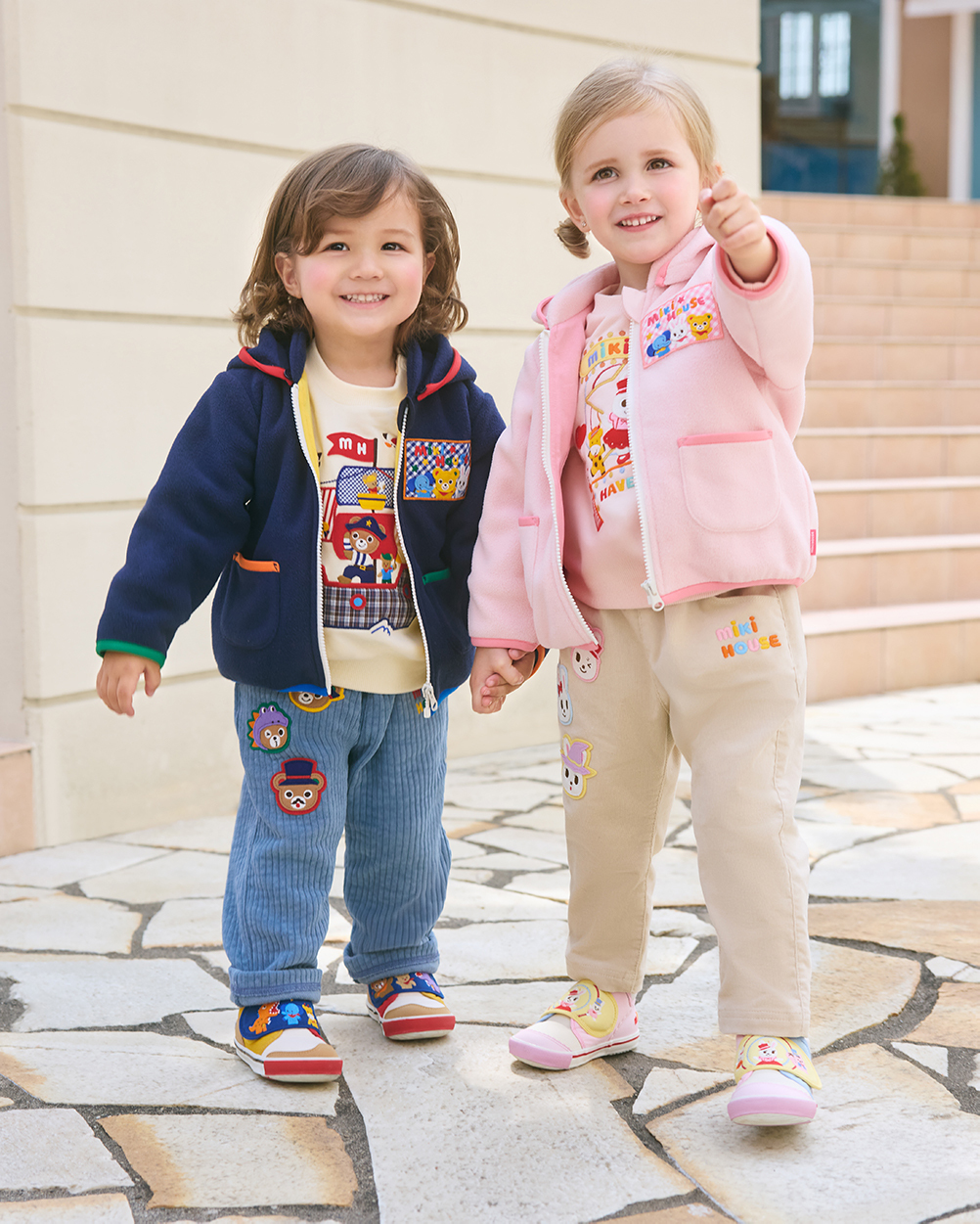 MIKI HOUSE FRIENDS連帽貼布外套-粉紅色