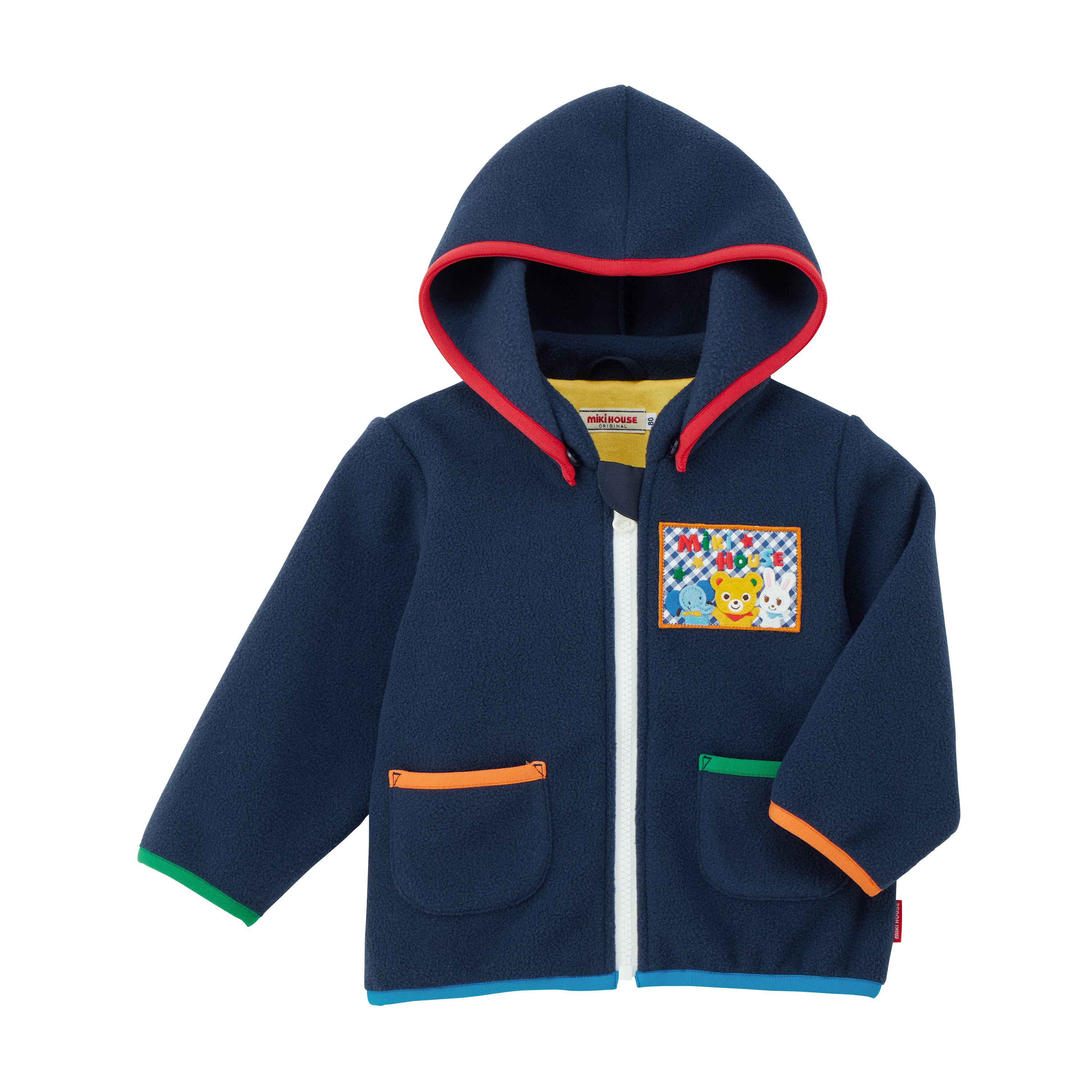 MIKI HOUSE FRIENDS連帽貼布外套-海軍藍
