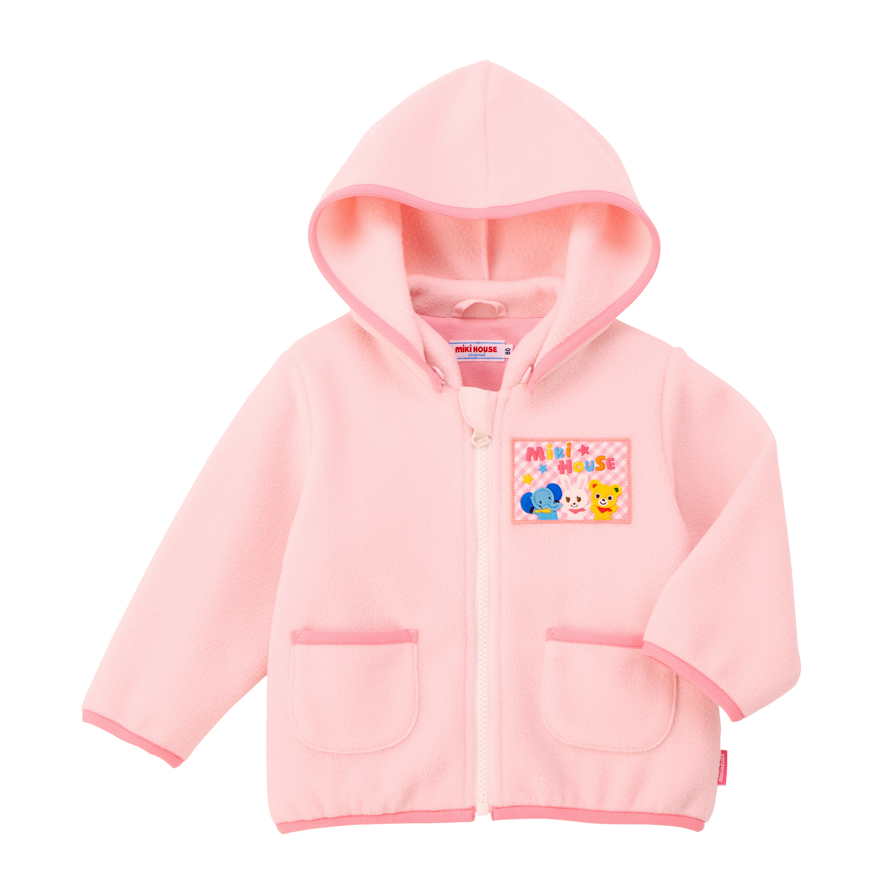 MIKI HOUSE FRIENDS連帽貼布外套-粉紅色