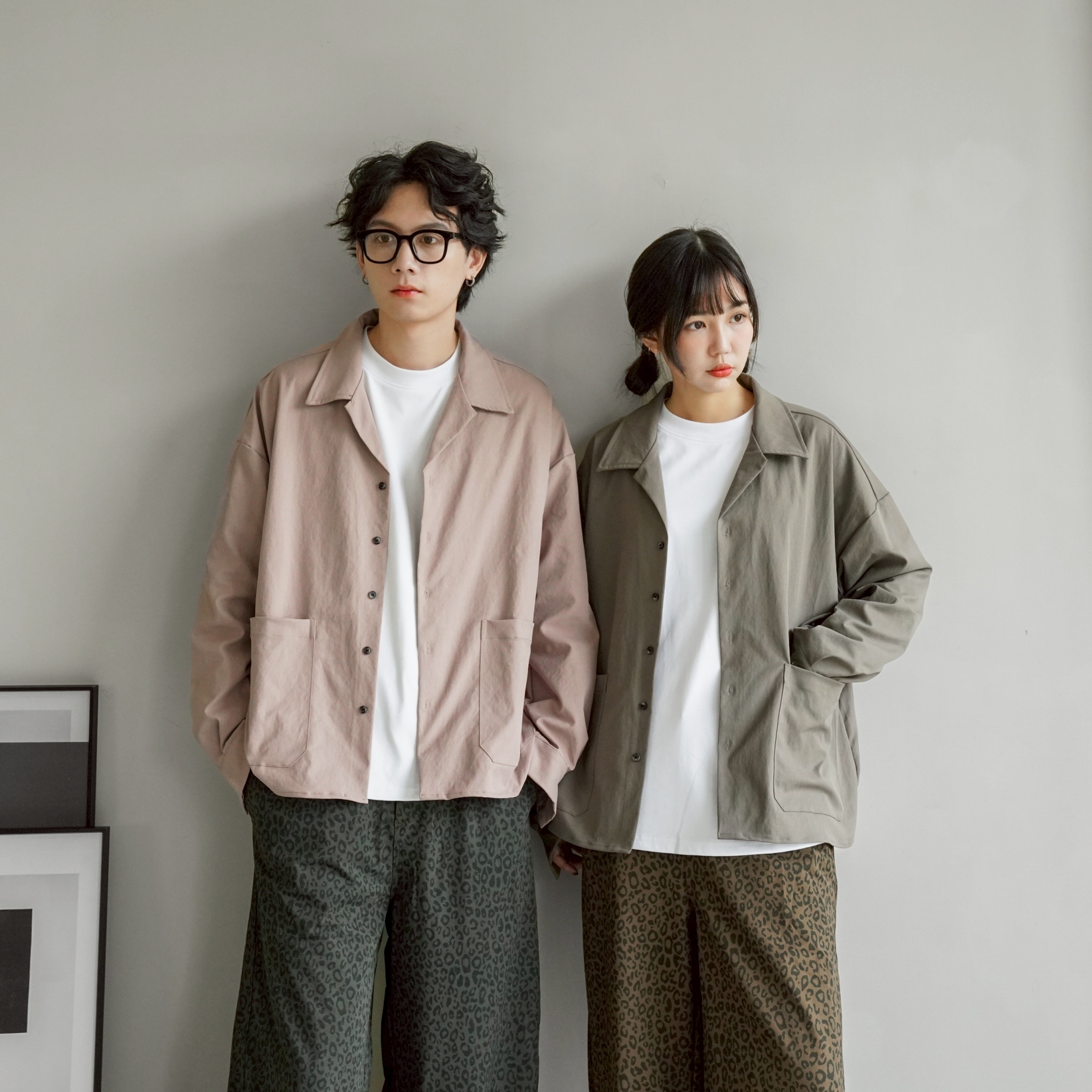 SBG 寬鬆口袋微短長袖襯衫 SB8013