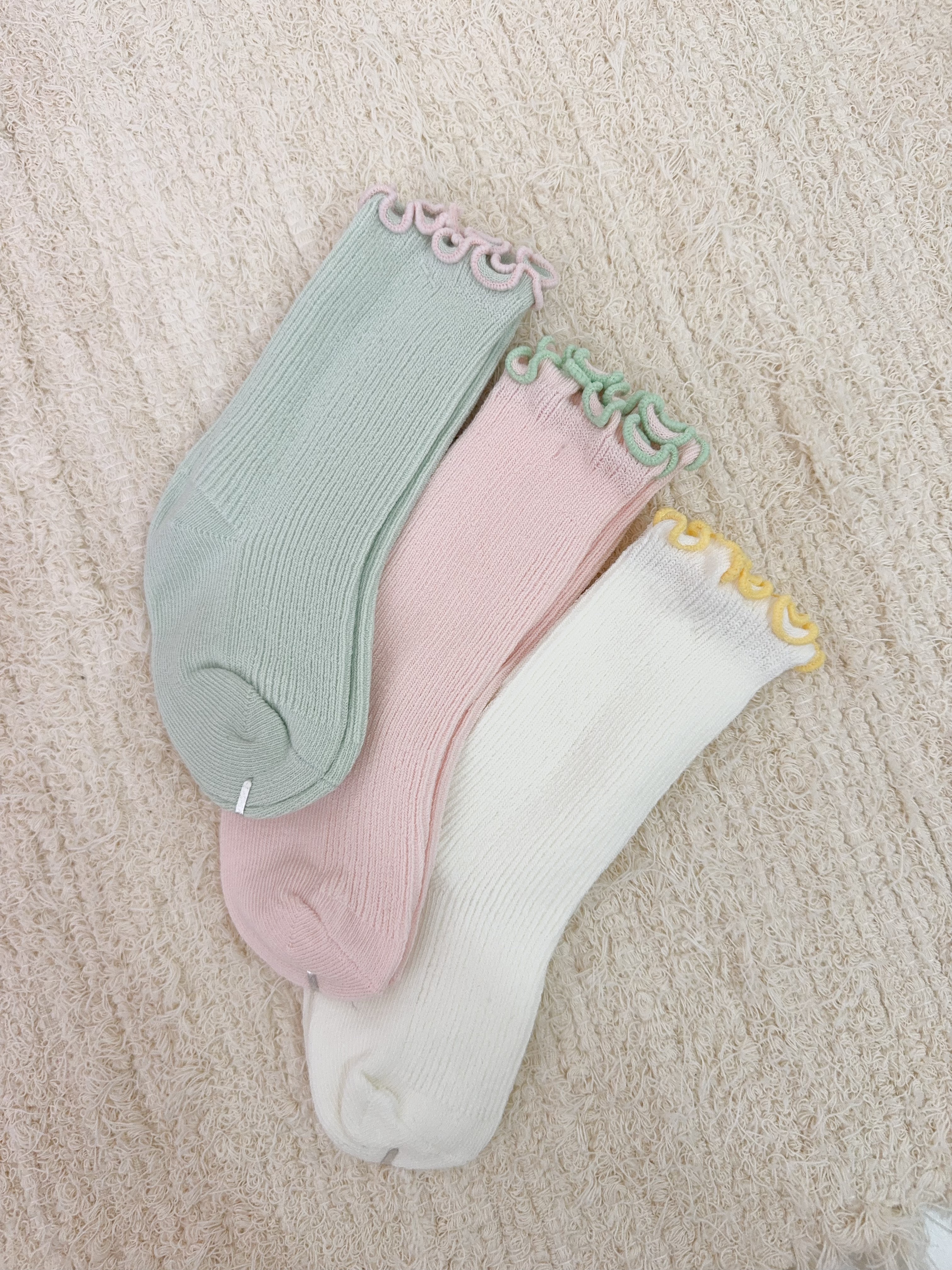 粉嫩木耳邊襪組3入