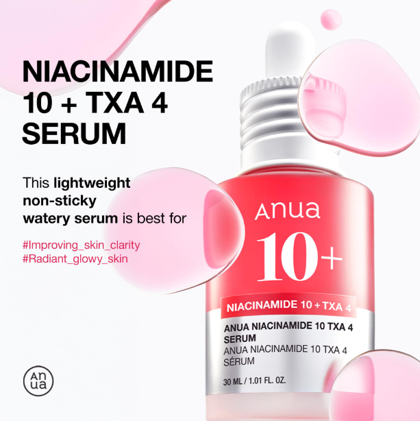 ANUA Niacinamide 10% + TXA 4% Whitening, Dark Spot Fading, and Acne Scar Removal Essence 30ml Single Bottle/1+1 Set