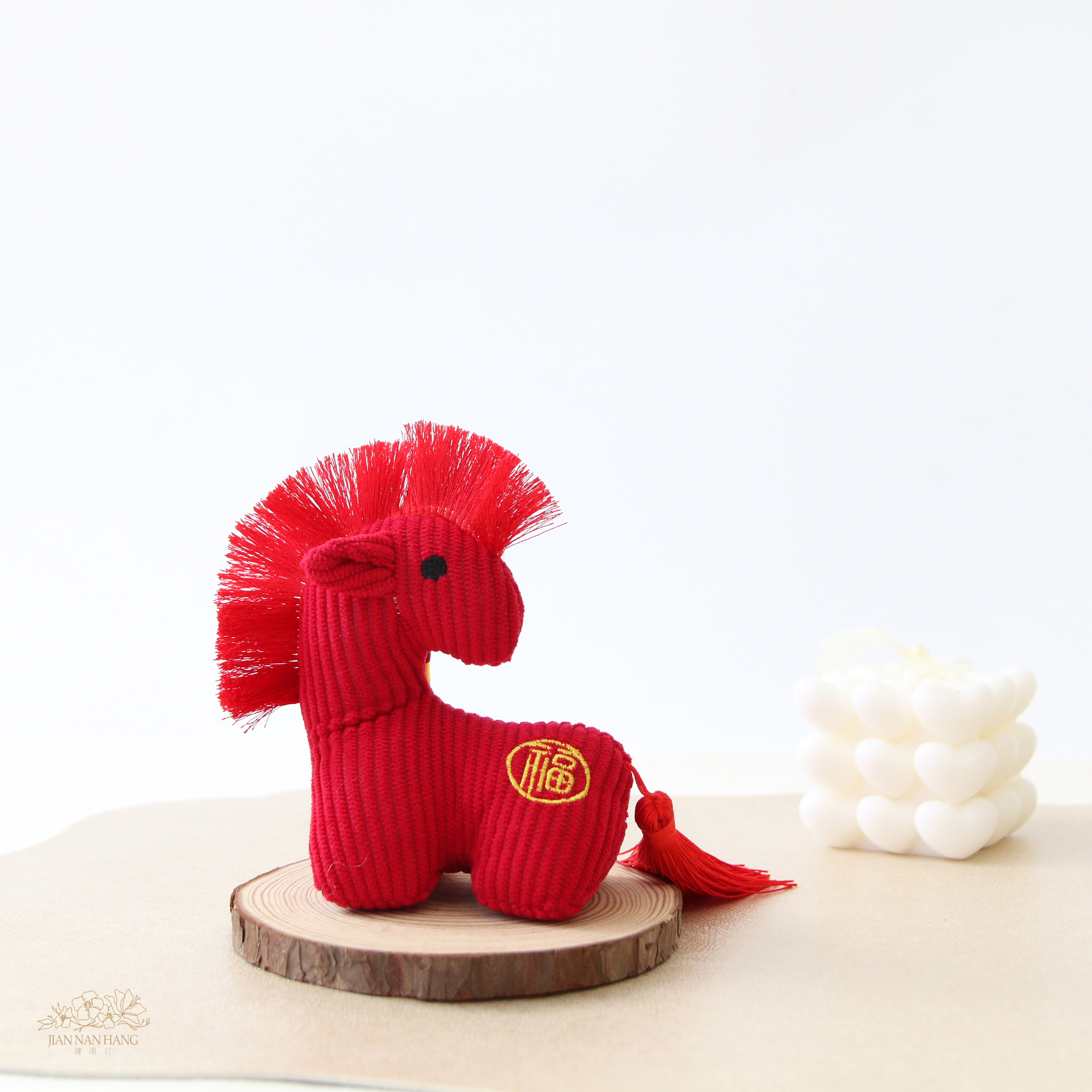 裝飾 新年娃娃 條紋馬 紅色