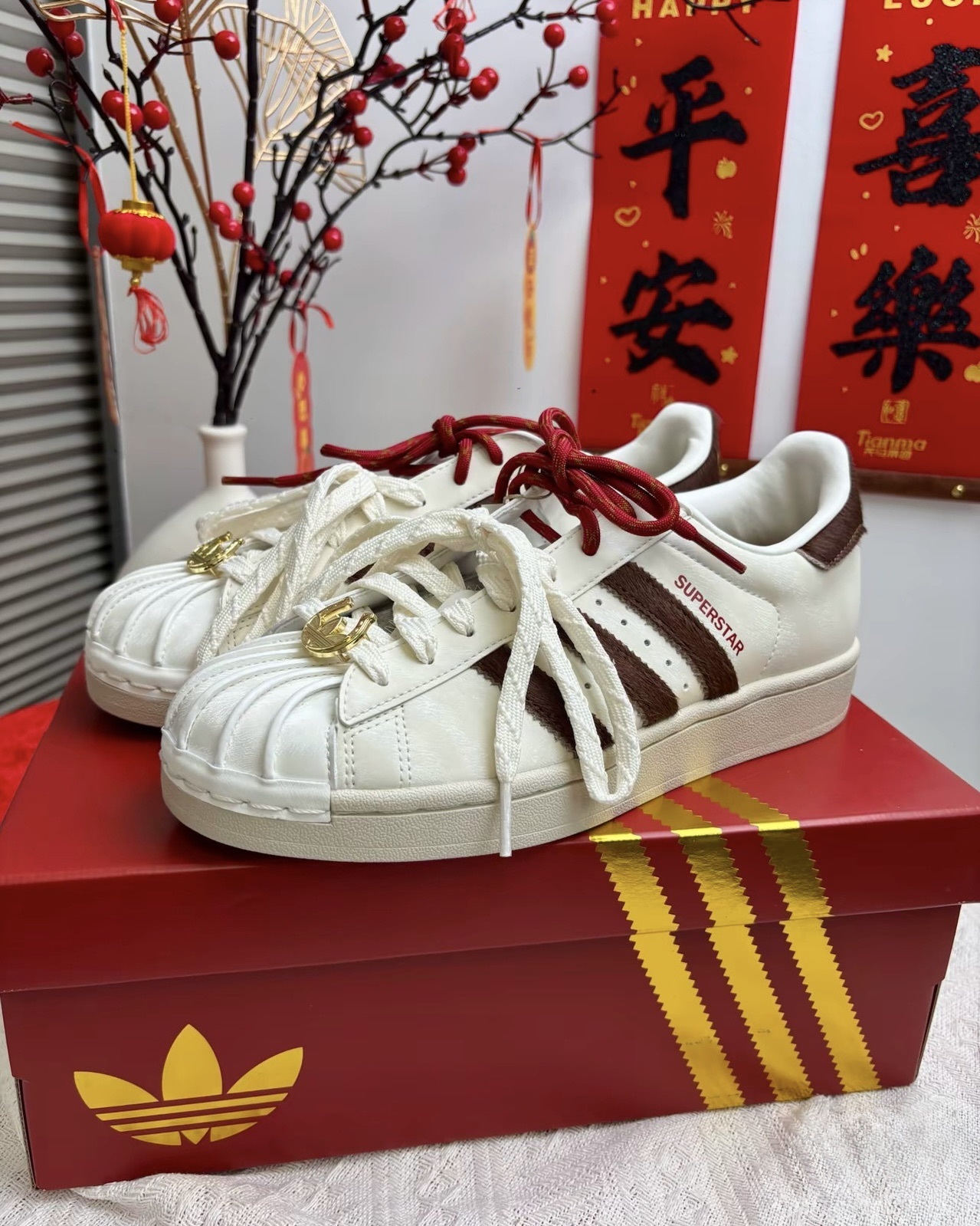 男女鞋 ADIDAS SUPERSTAR II 2 白紅 馬年 新年 貝殼頭 雙鞋帶 皮革 經典 休閒鞋【KJ6293】CNY